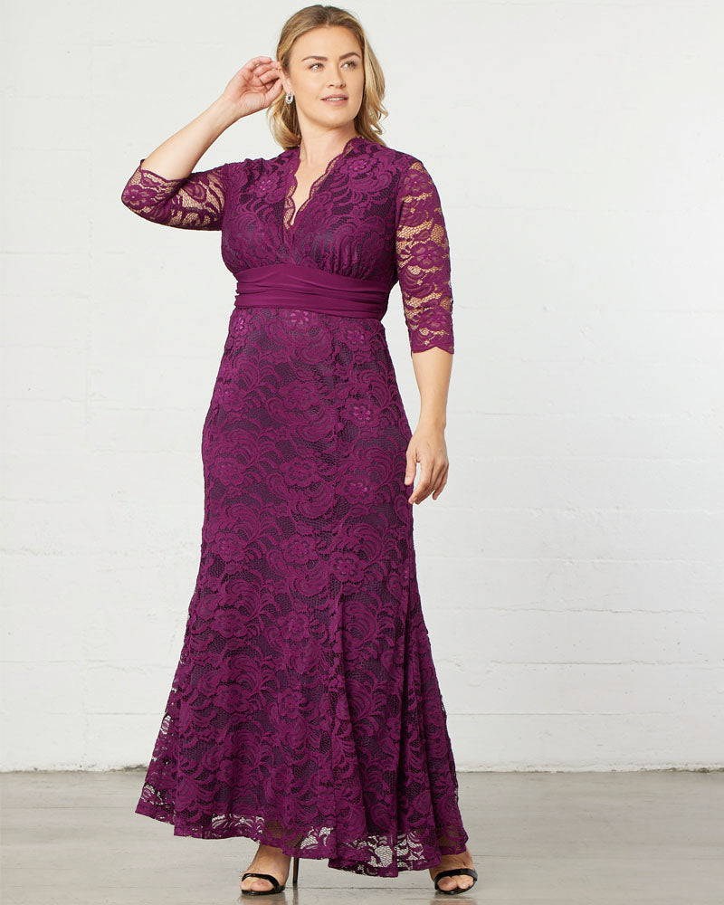 Plus Size Screen Siren Lace Evening Gown