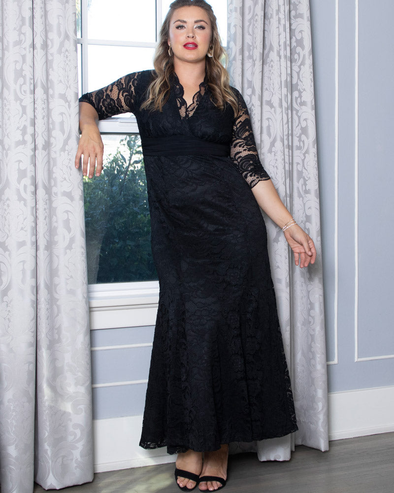 Plus Size Screen Siren Lace Evening Gown