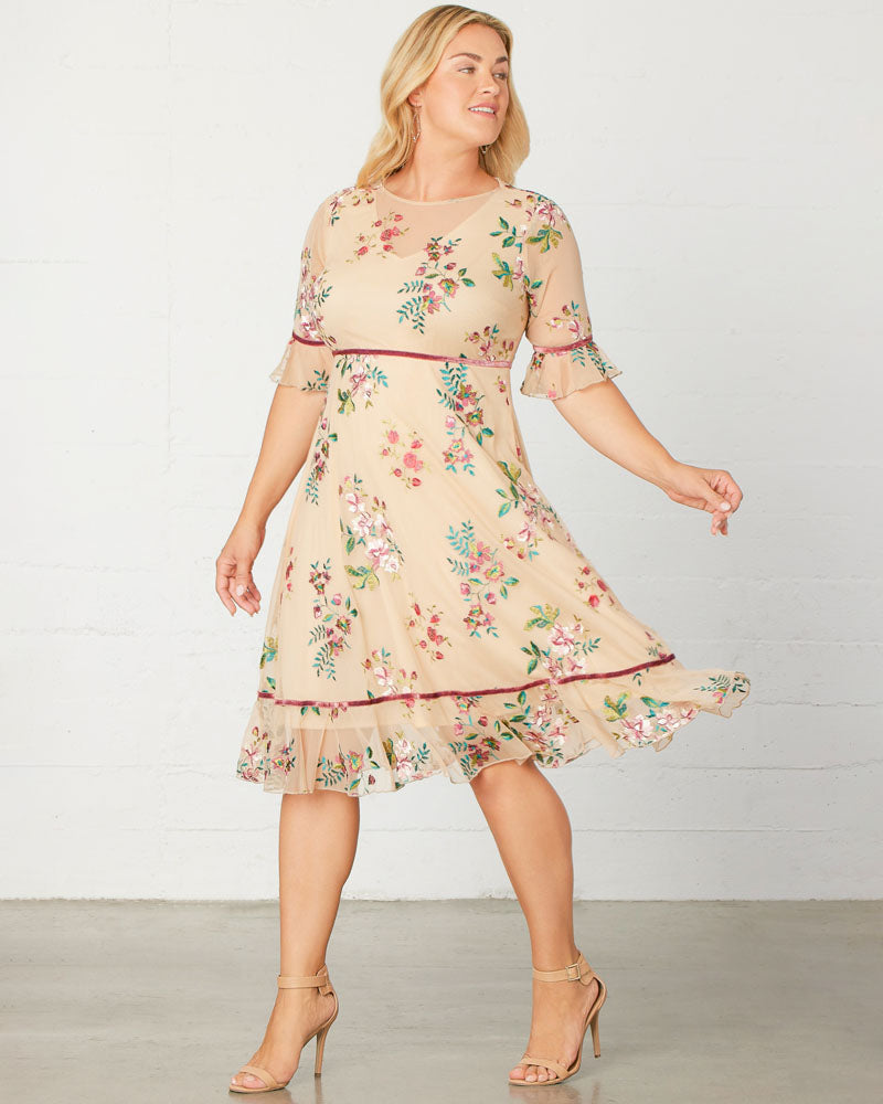 Plus Size Wildflower Embroidered Dress