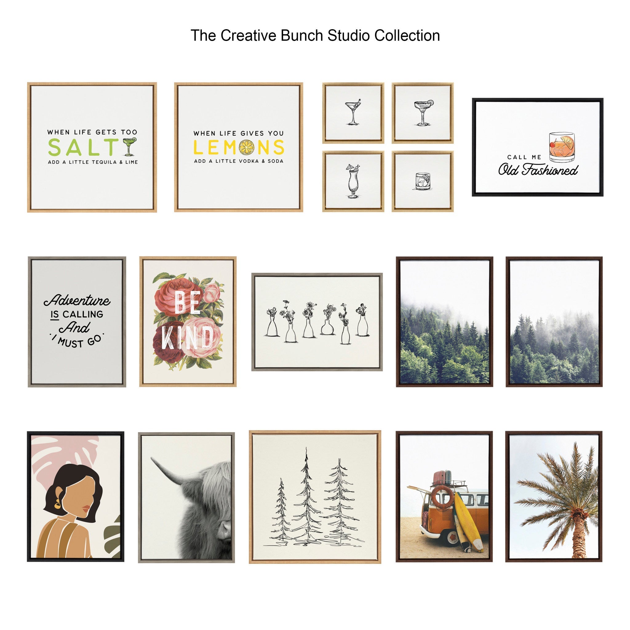 Sylvie Minimalist Evergreen Trees Sketch Framed Canvas by The Creative Bunch Studio