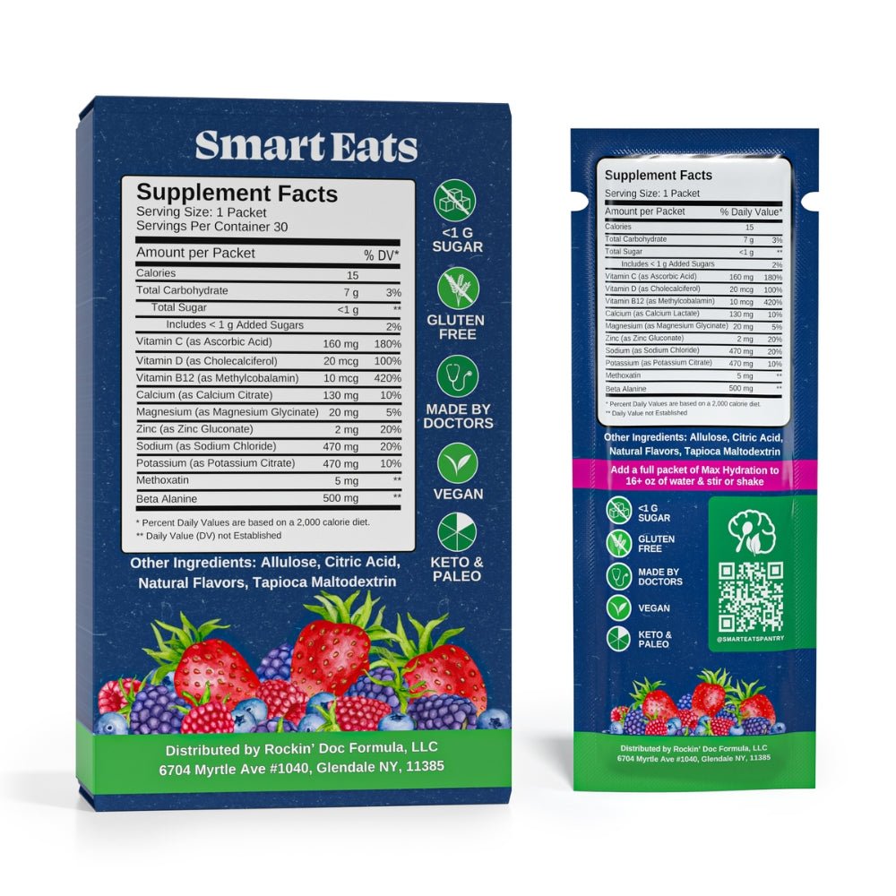 Max Hydration Low Sugar Electrolyte Powder, 30 Packets, Berry