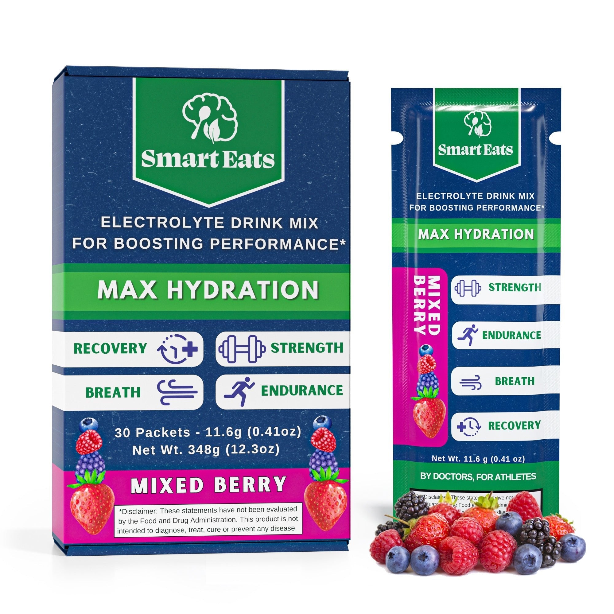 Max Hydration Low Sugar Electrolyte Powder, 30 Packets, Berry