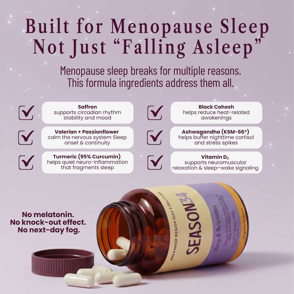 Menopause Sleep Support – Restlessness & Night-Sweat Awakenings