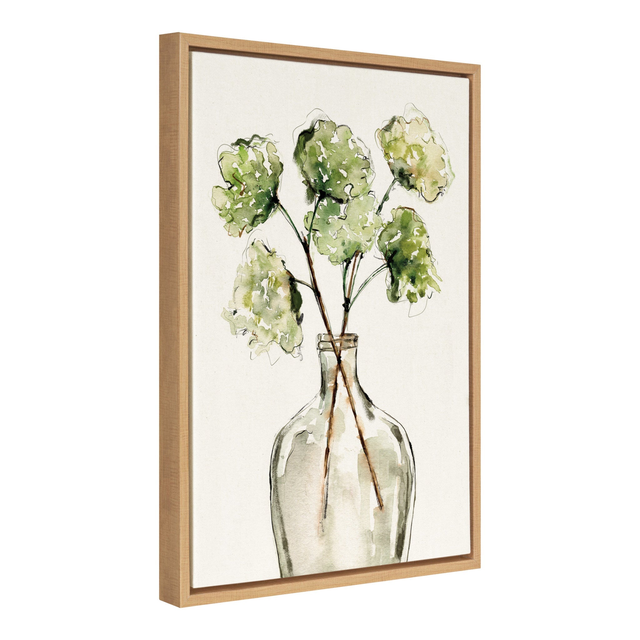 Sylvie Greenery Vase Framed Canvas by Sara Berrenson