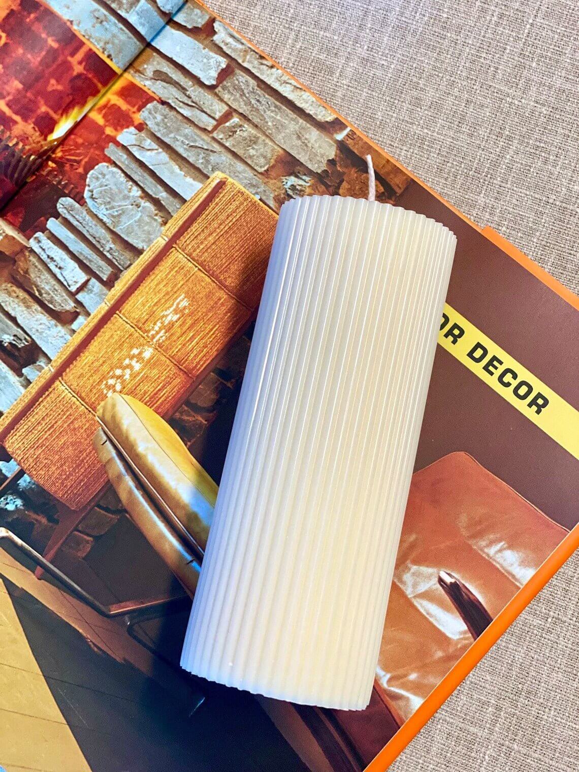 Minimalist Ribbed Pillar Candle - 4 Sizes