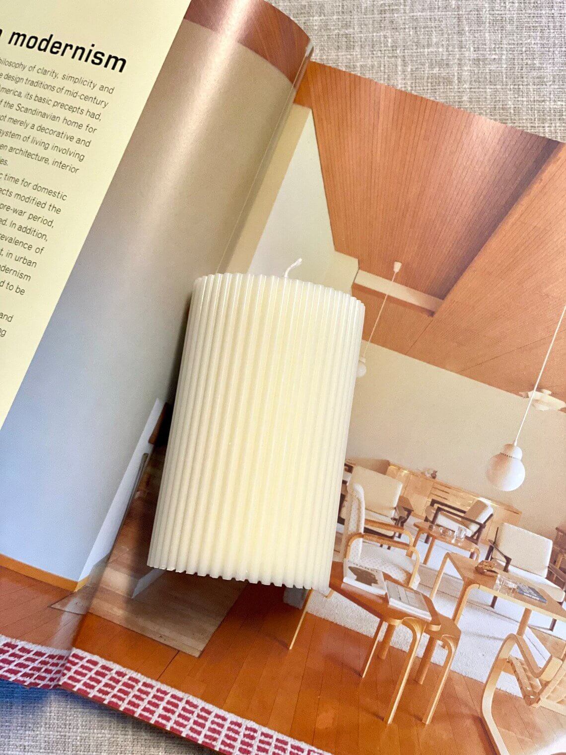 Minimalist Ribbed Pillar Candle - 4 Sizes
