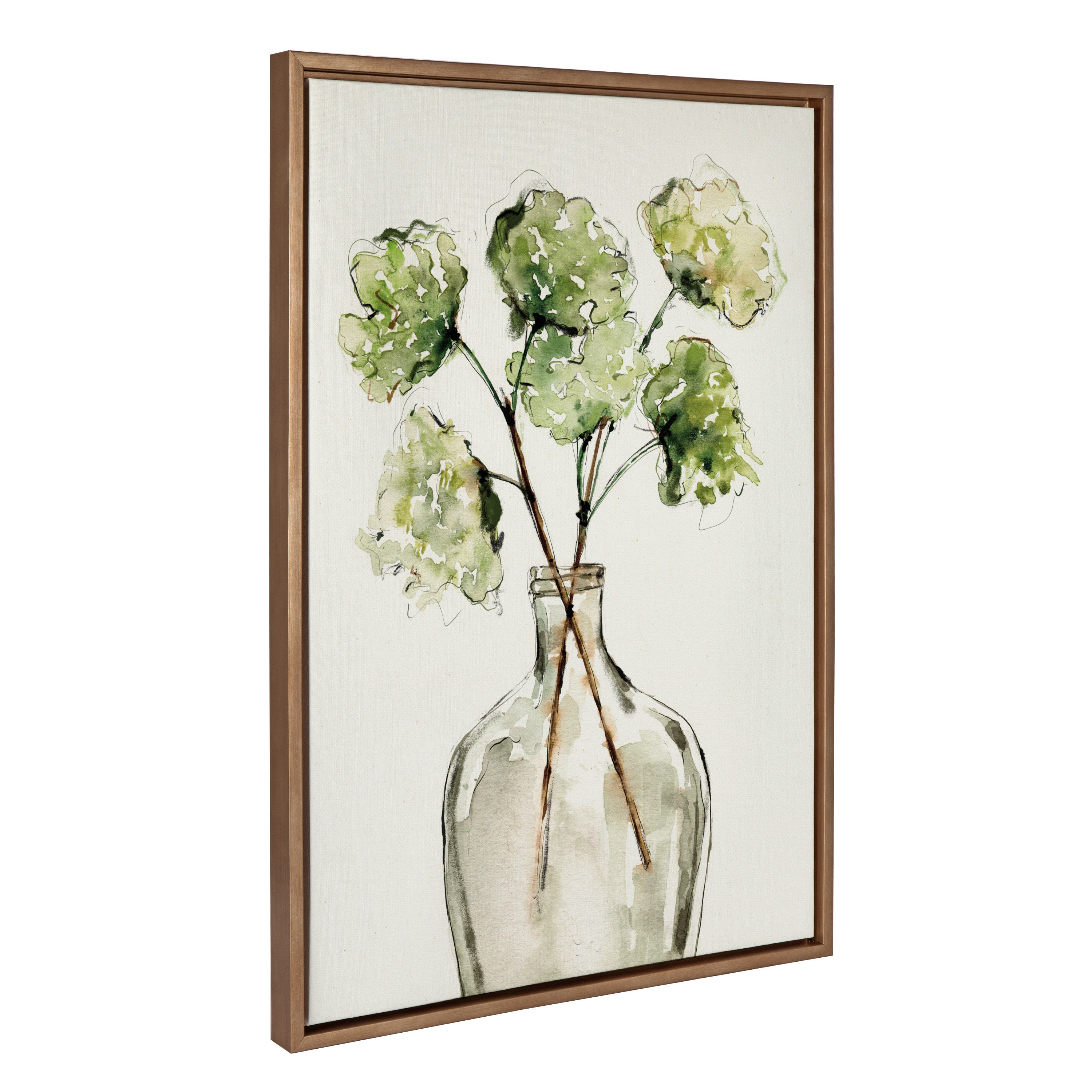 Sylvie Greenery Vase Framed Canvas by Sara Berrenson