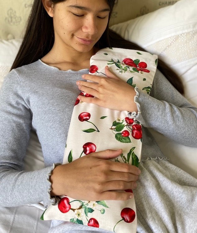 Hot Cherry Cervical Neck Pillow - Natural Denim