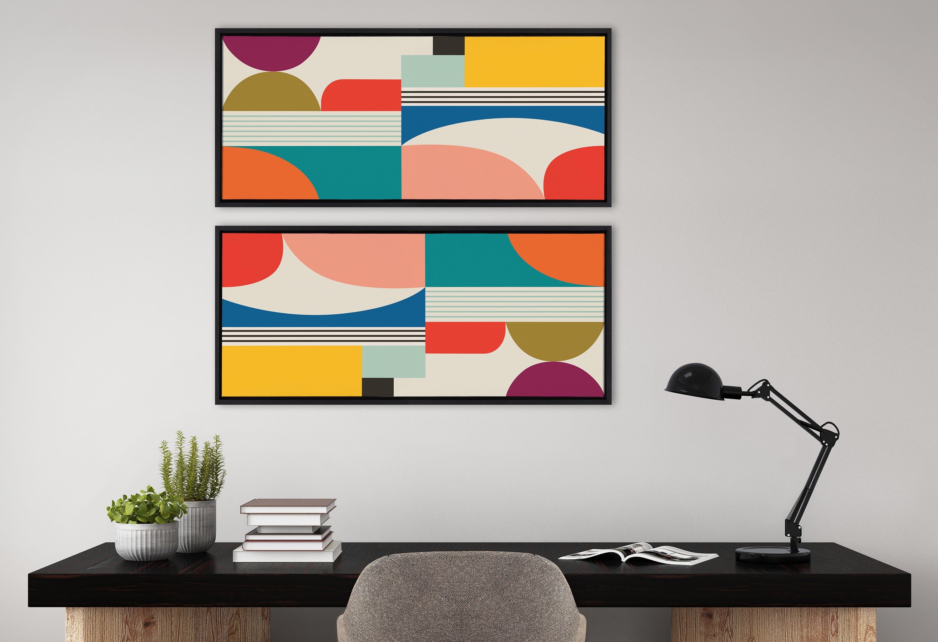 Sylvie Mid Century Modern Pattern Framed Canvas by Rachel Lee of My Dream Wall