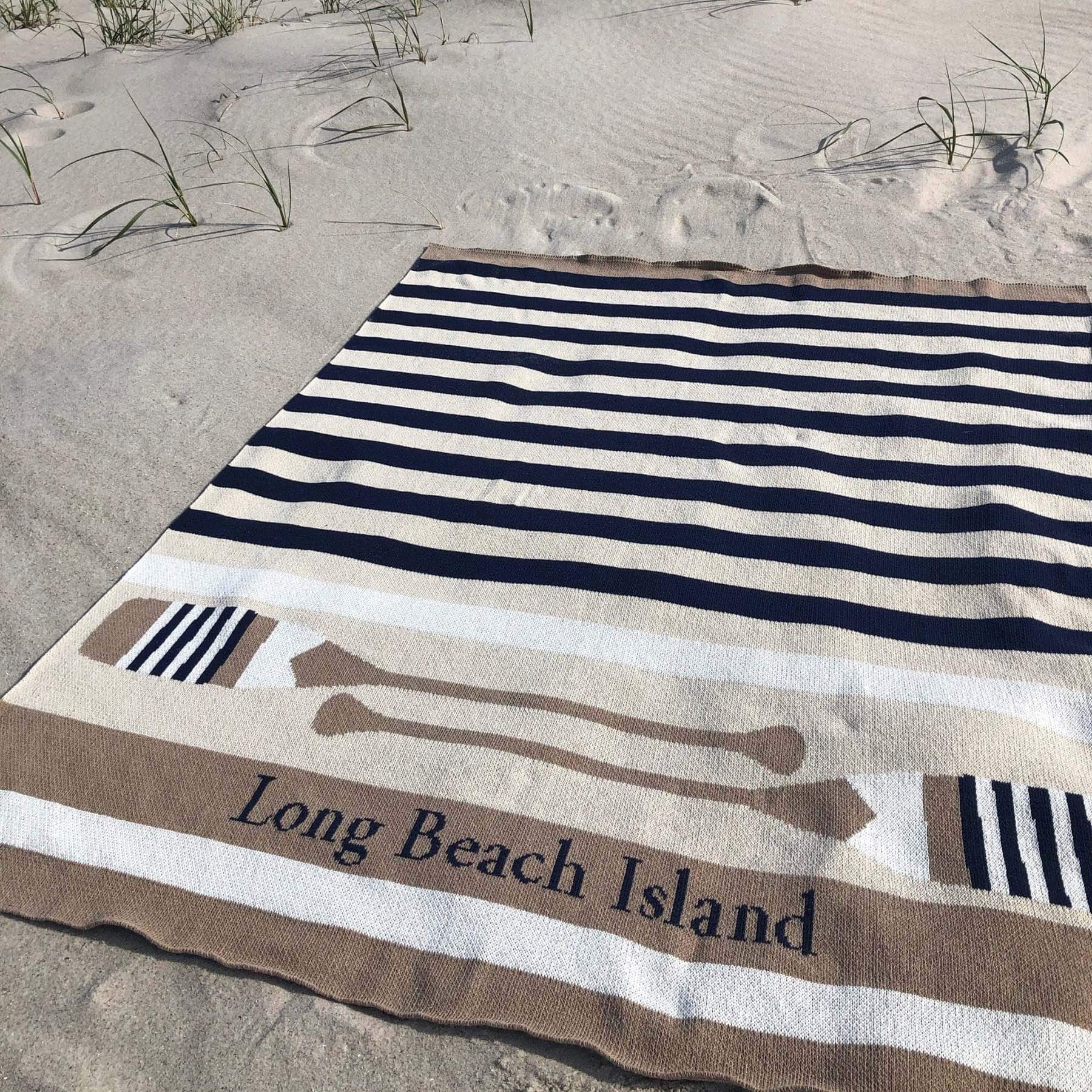 Custom Personalized Sustainable Knit Throw Blanket - Oar