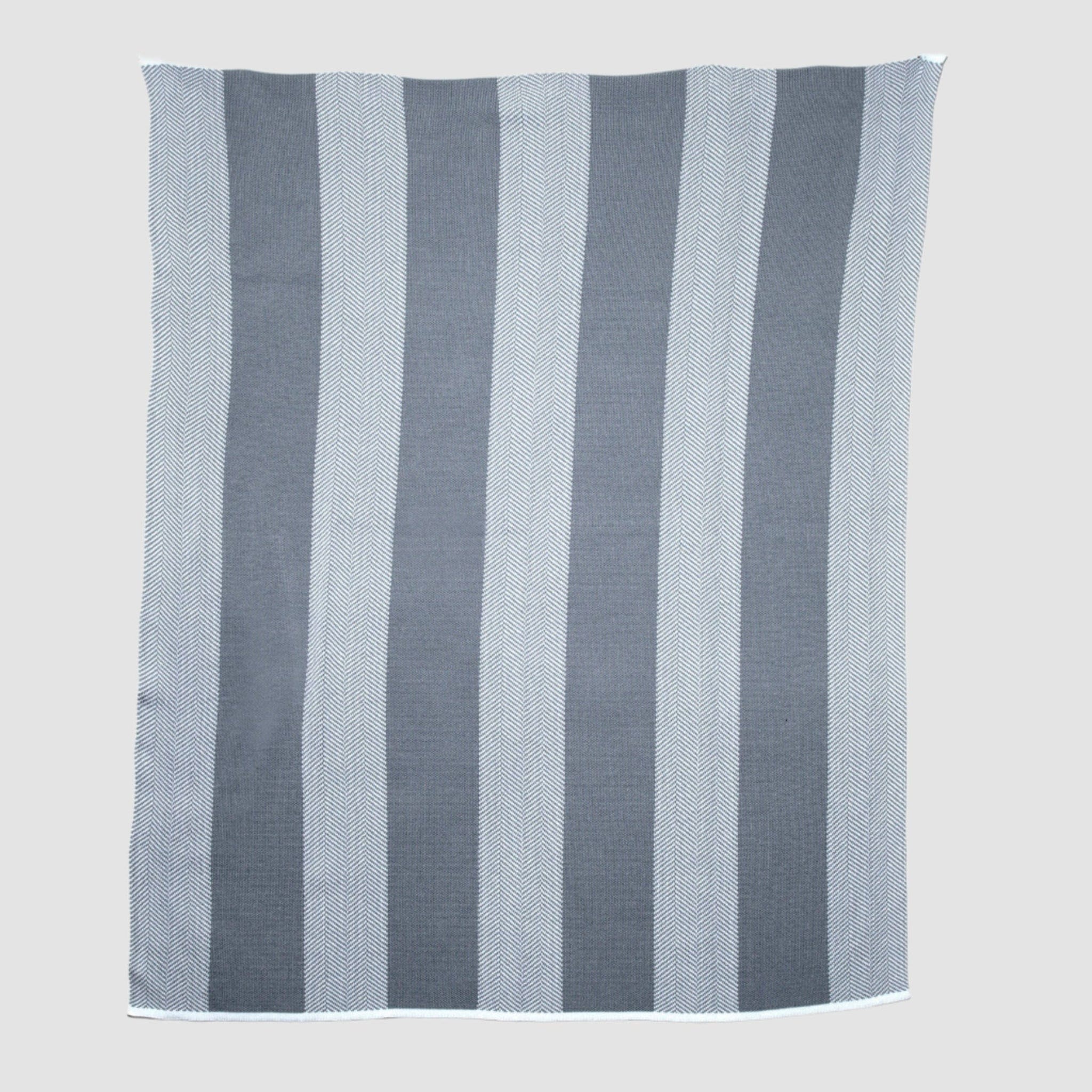 Indoor Outdoor Sustainable Knit Throw Blanket - Poly Herringbone Stripe