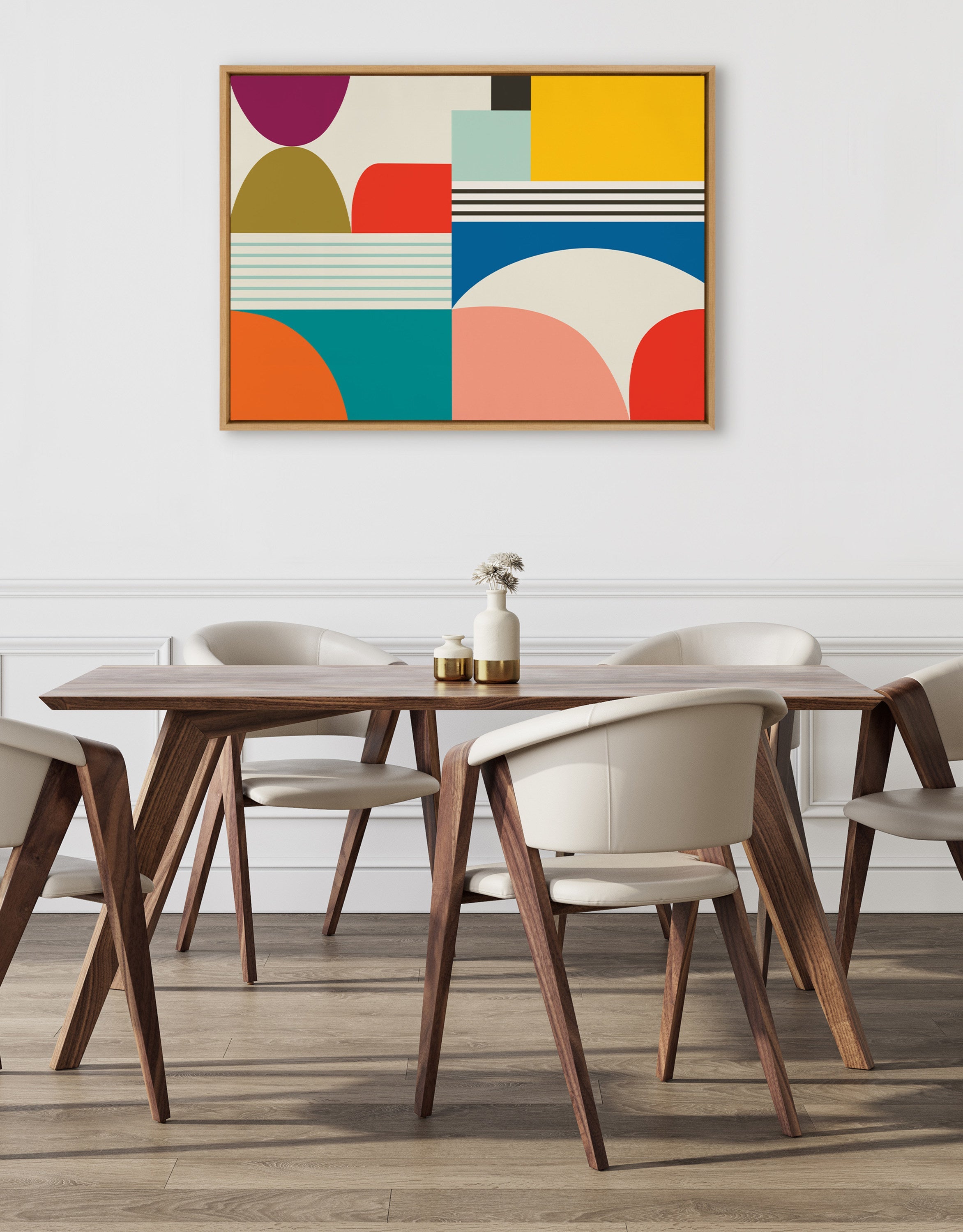 Sylvie Mid Century Modern Pattern Framed Canvas by Rachel Lee of My Dream Wall