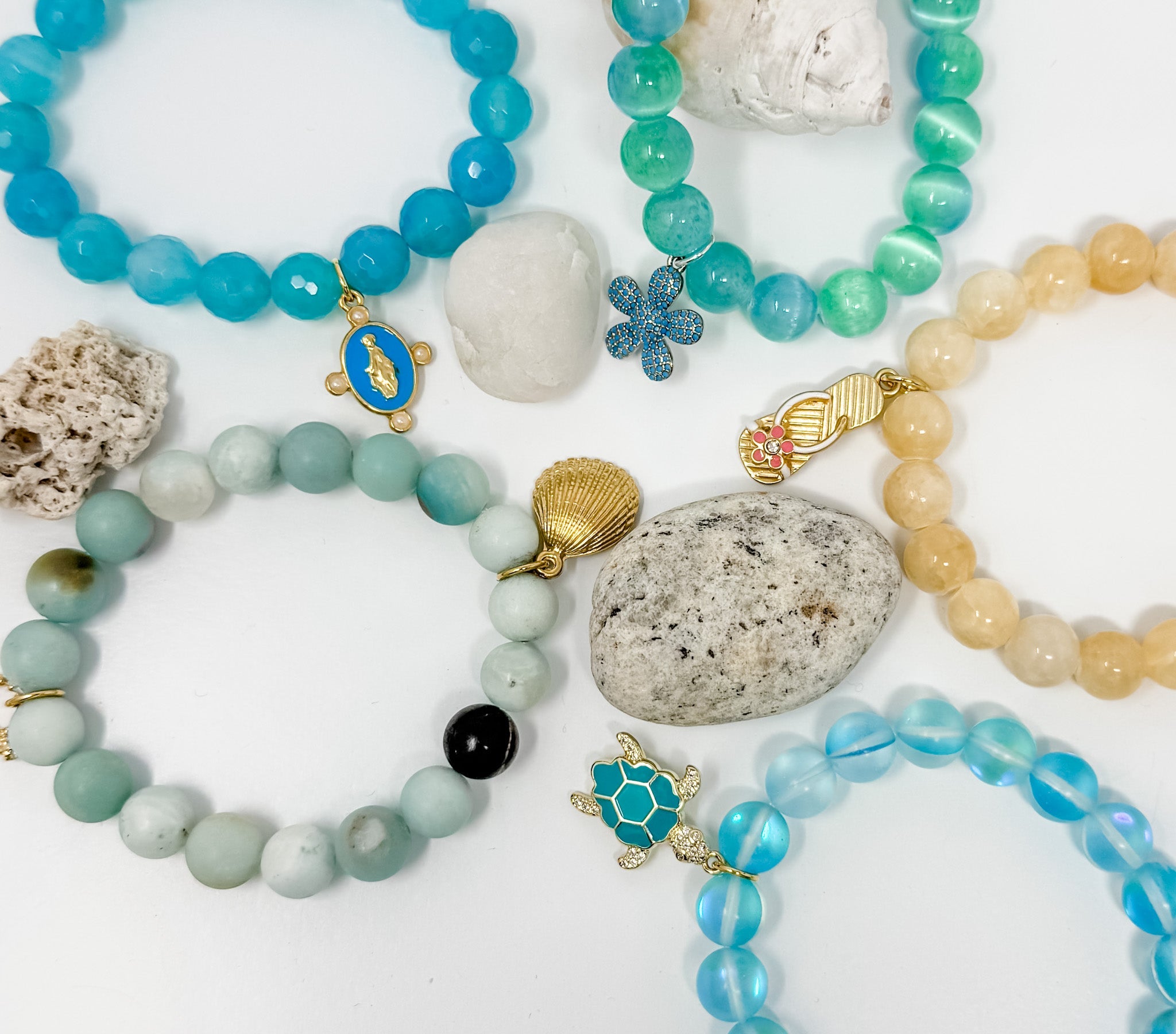 10mm Matte Amazonite with Small Gold Shell