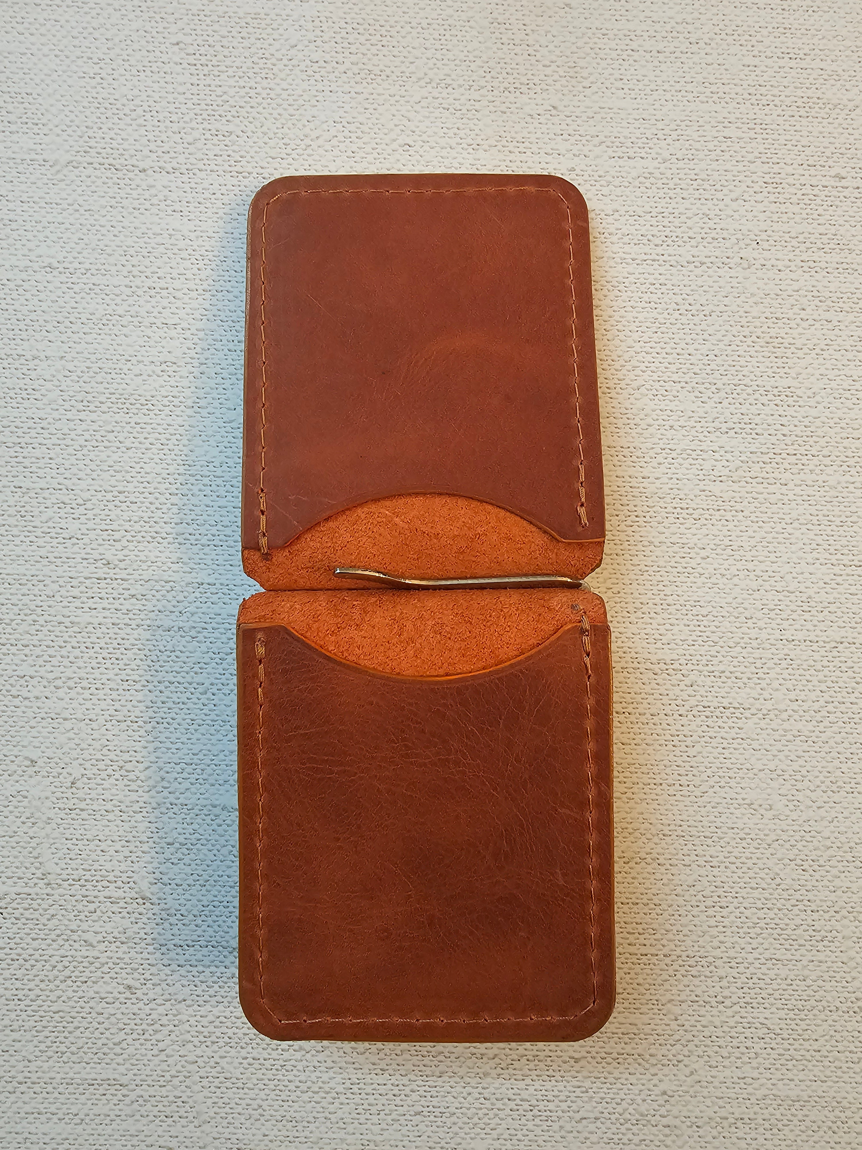 Leather Money Clip Wallet - Saddle Bourbon