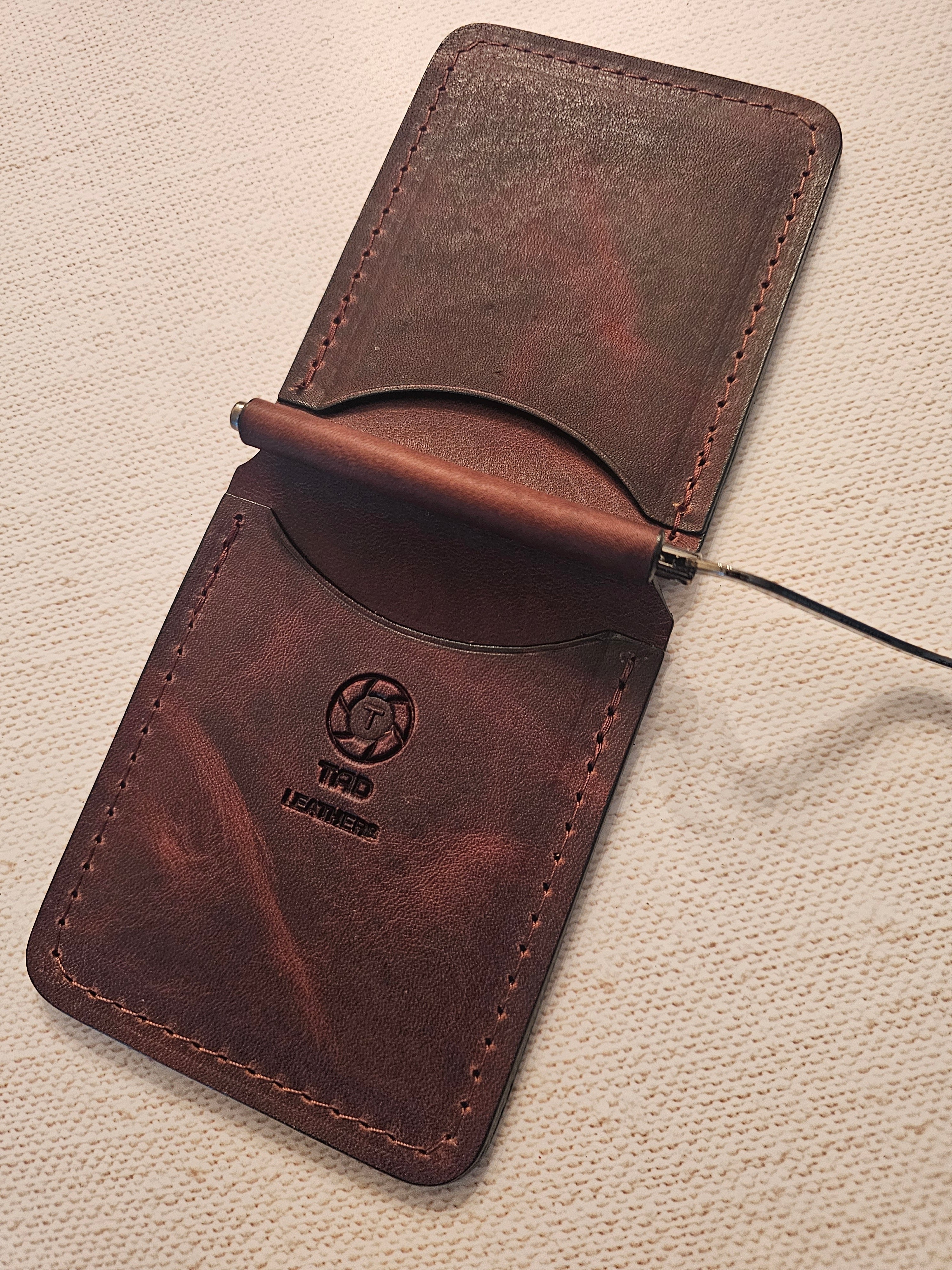 Leather Money Clip Wallet - Vintage Saddle Brown