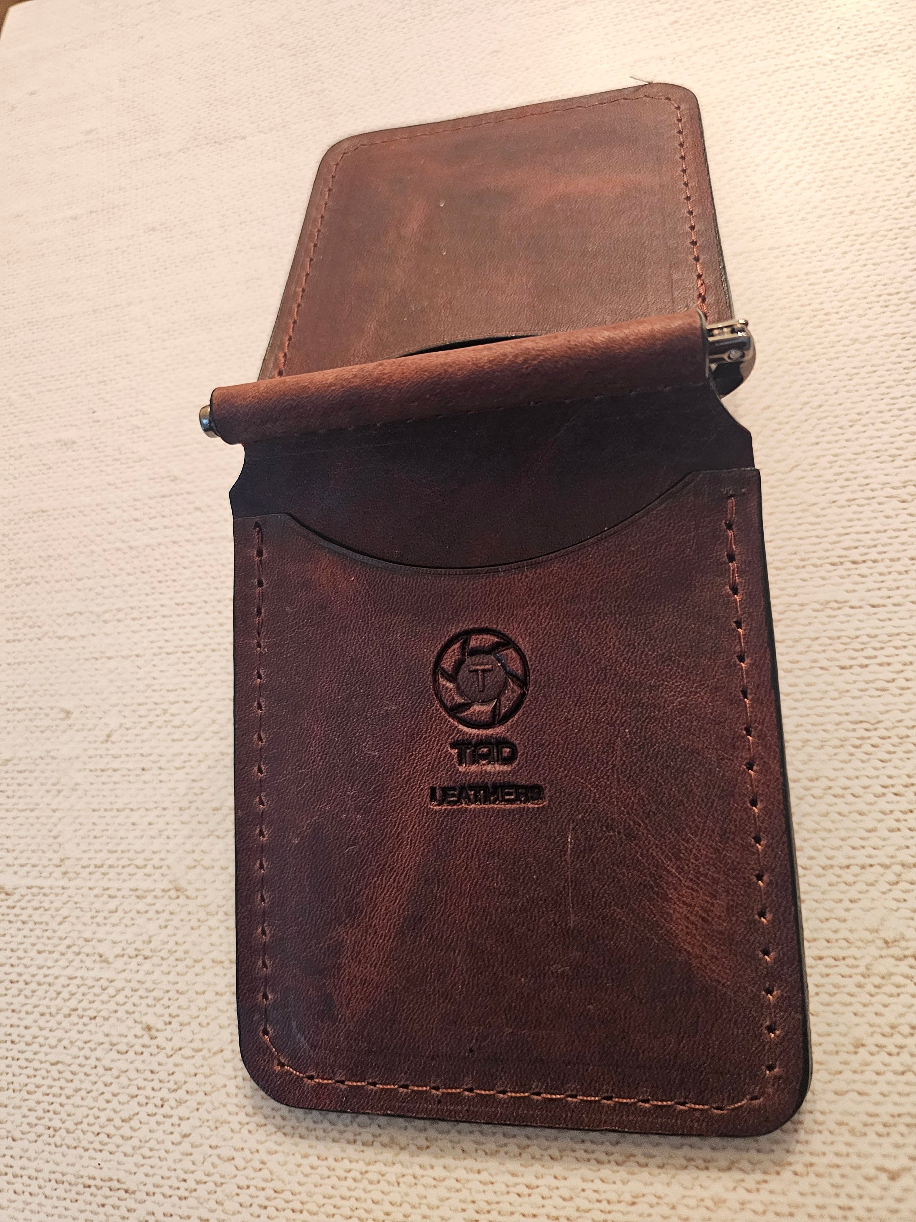 Leather Money Clip Wallet - Vintage Saddle Brown