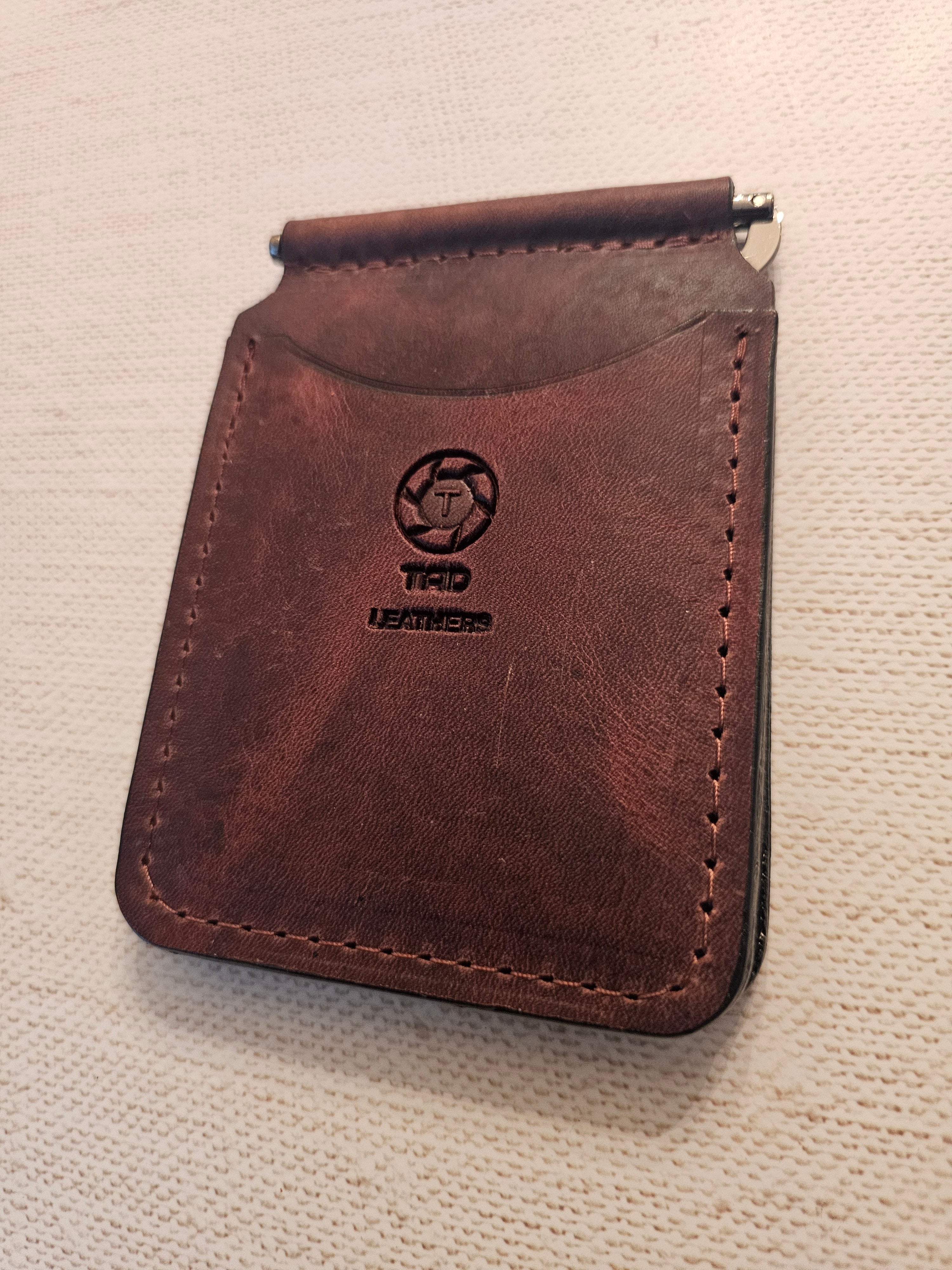 Leather Money Clip Wallet - Vintage Saddle Brown