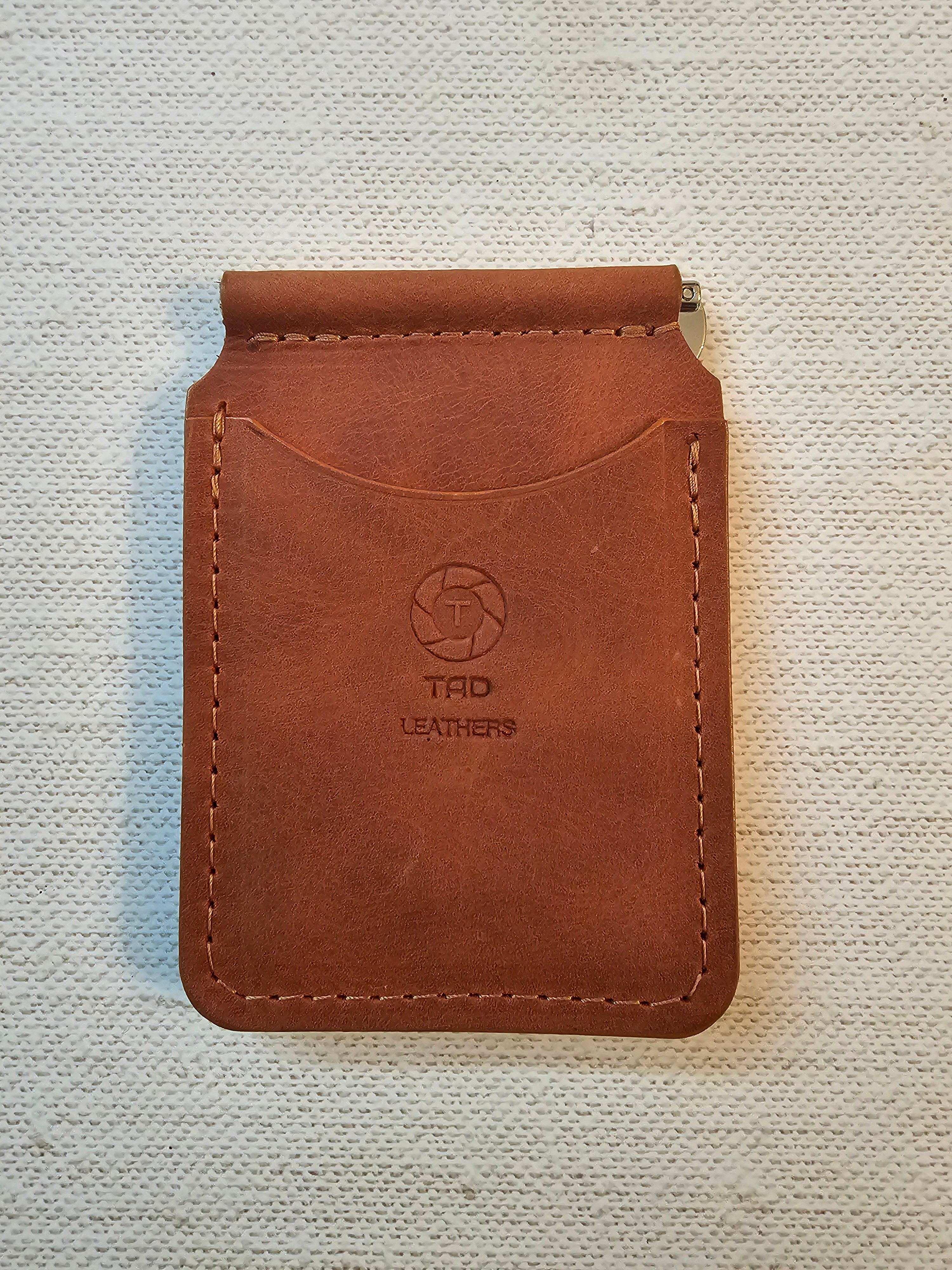 Leather Money Clip Wallet - Saddle Bourbon