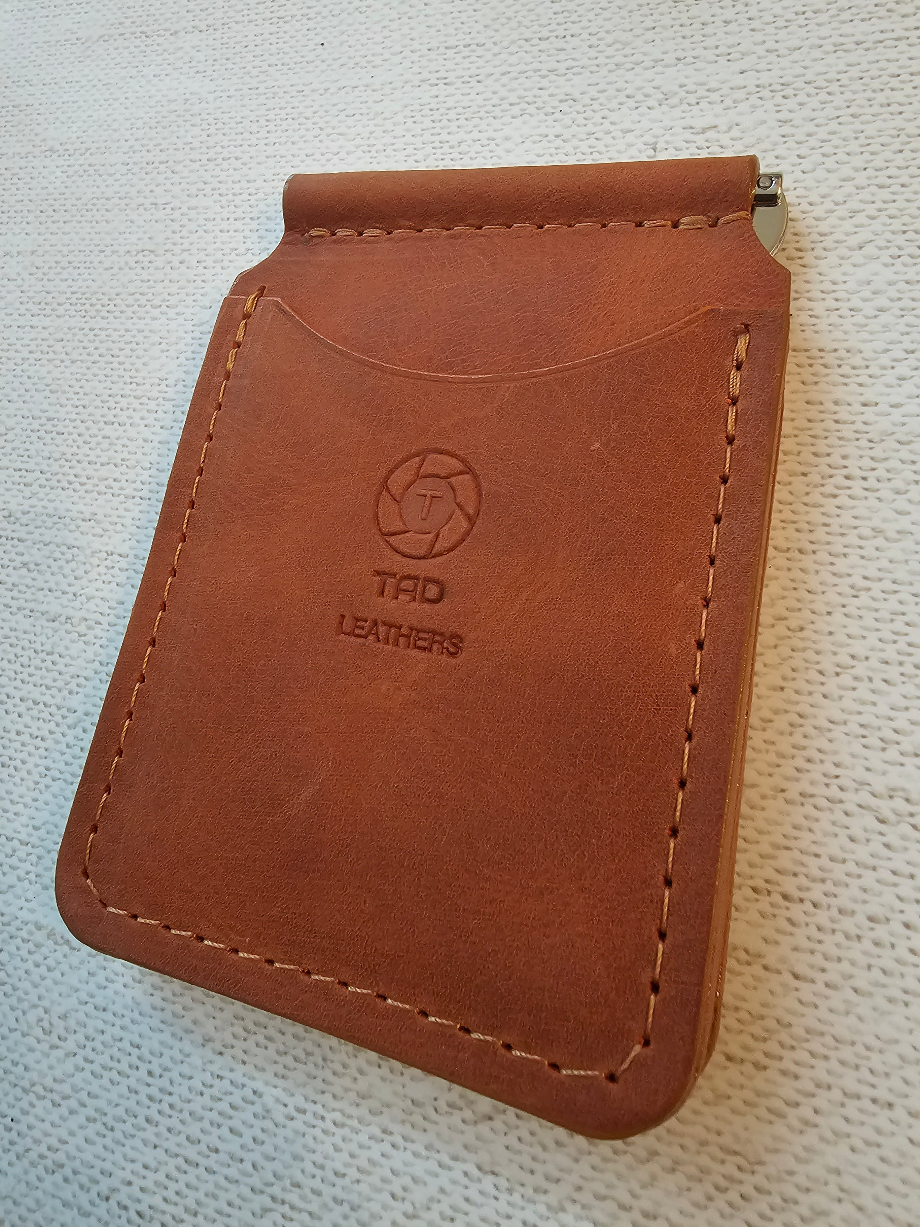 Leather Money Clip Wallet - Saddle Bourbon