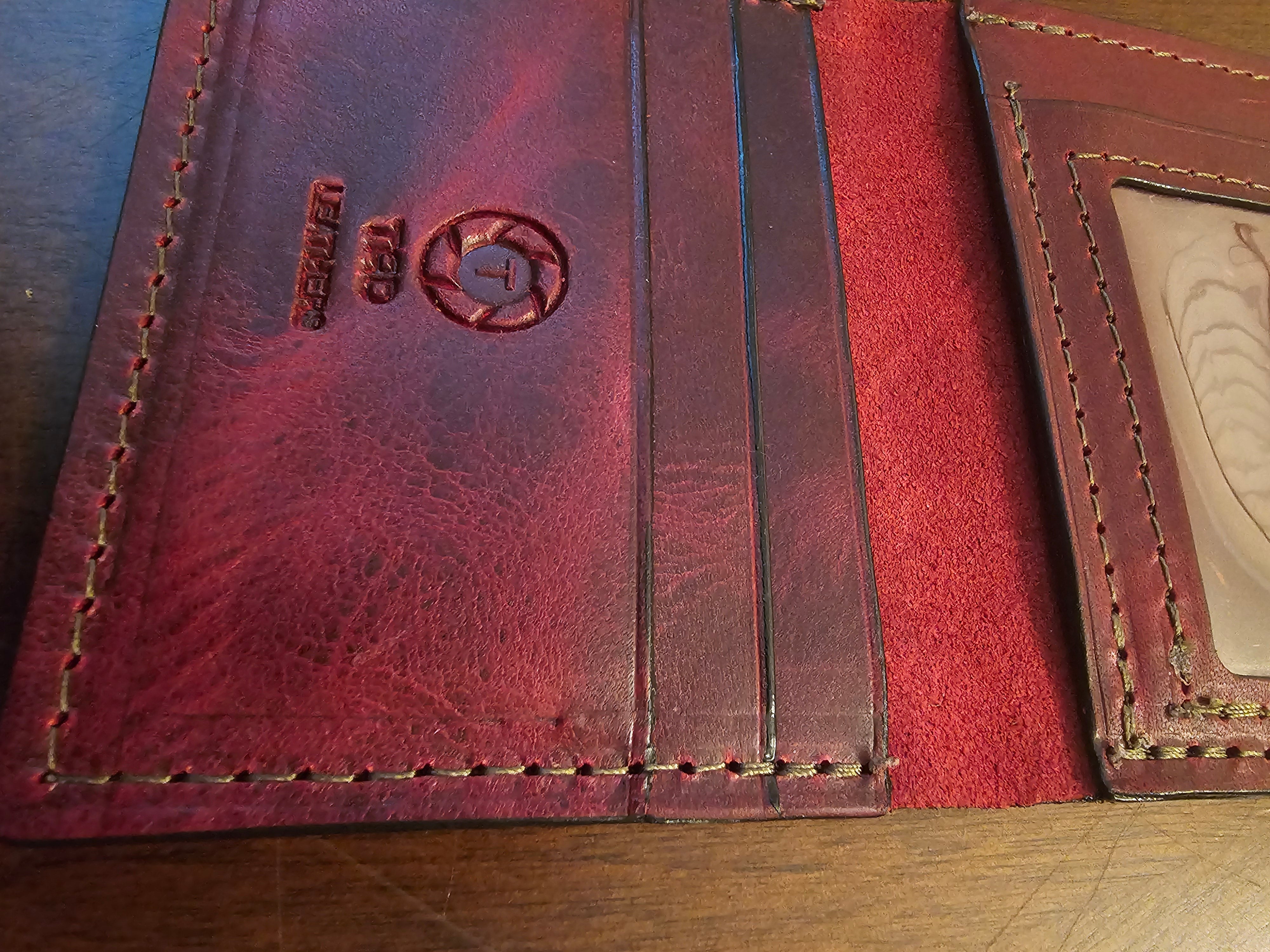 Leather ID & Card Wallet - Crimson Bourbon Reserve