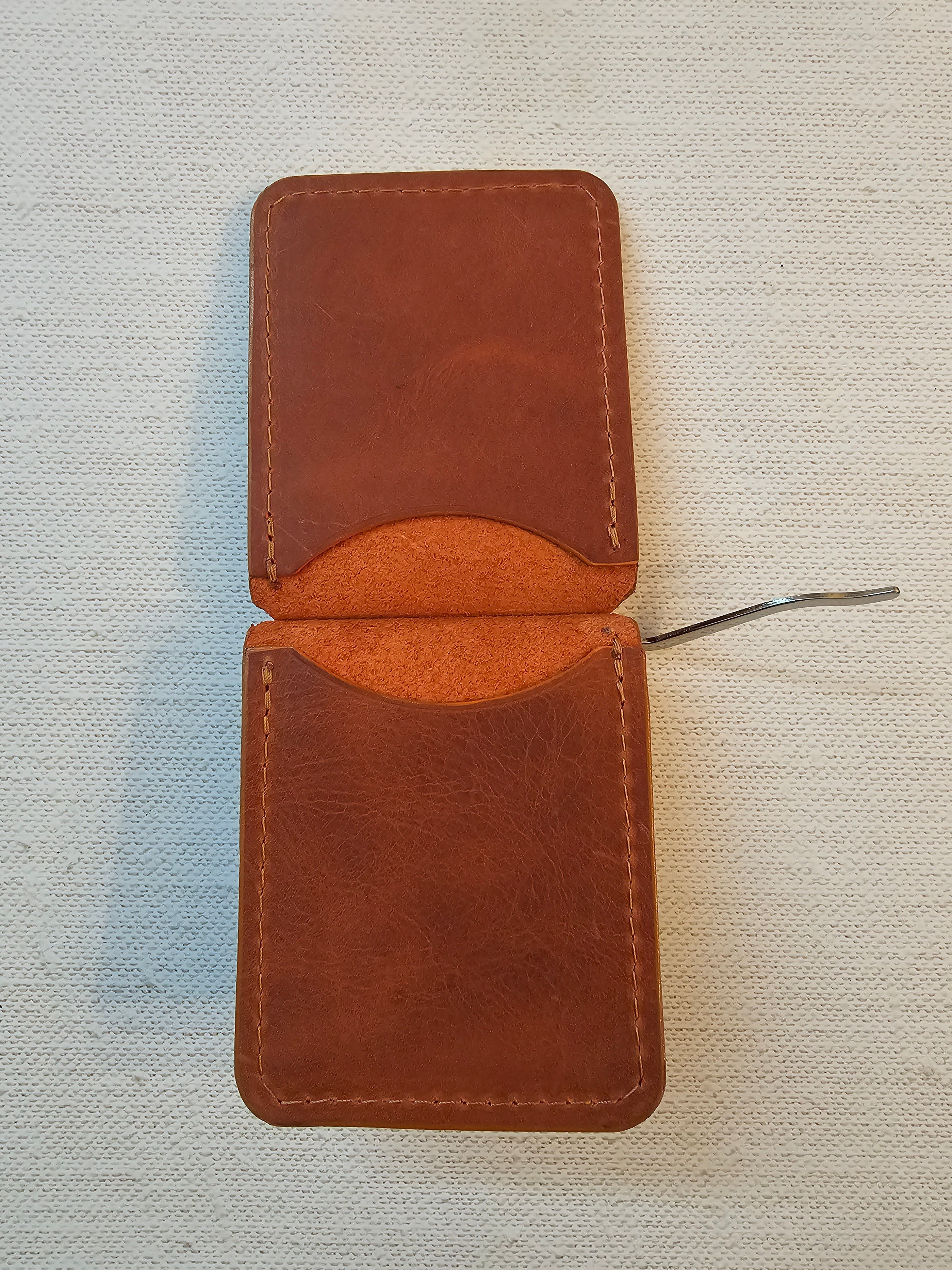 Leather Money Clip Wallet - Saddle Bourbon