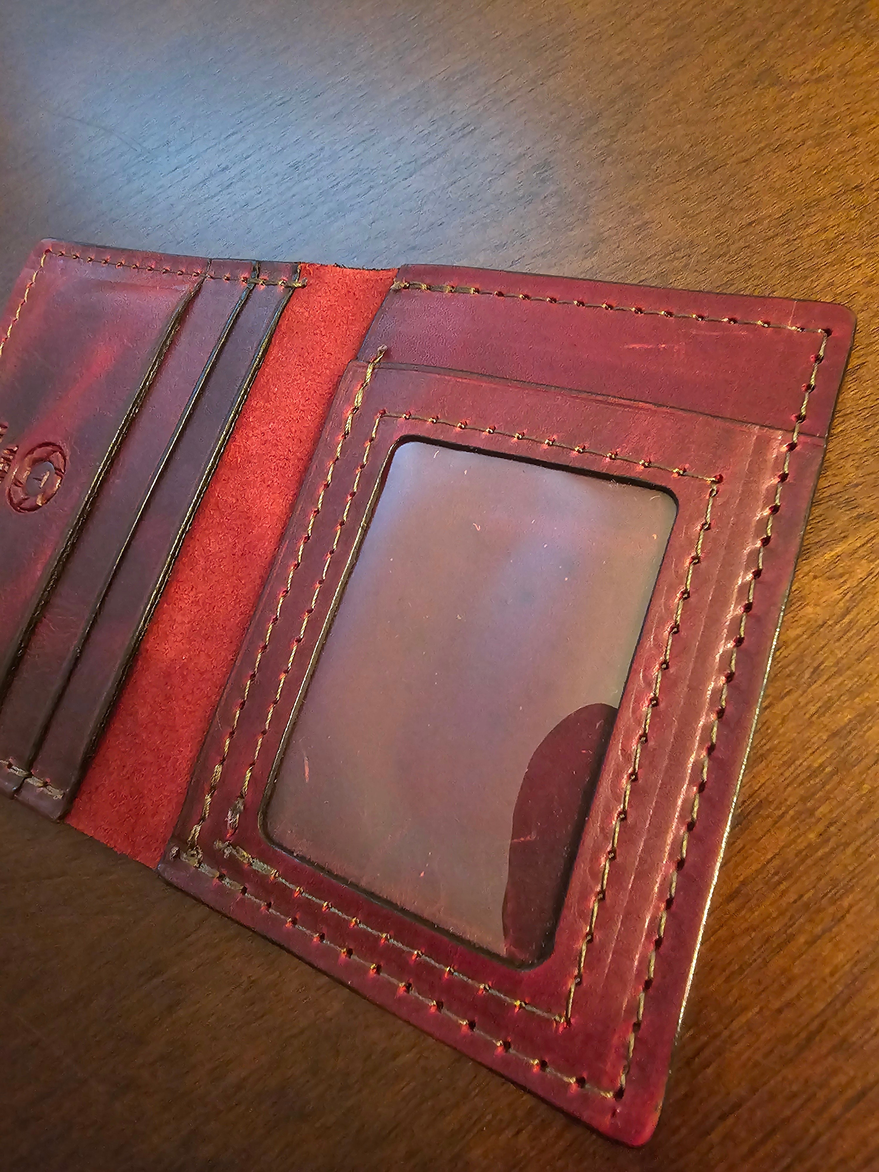 Leather ID & Card Wallet - Crimson Bourbon Reserve