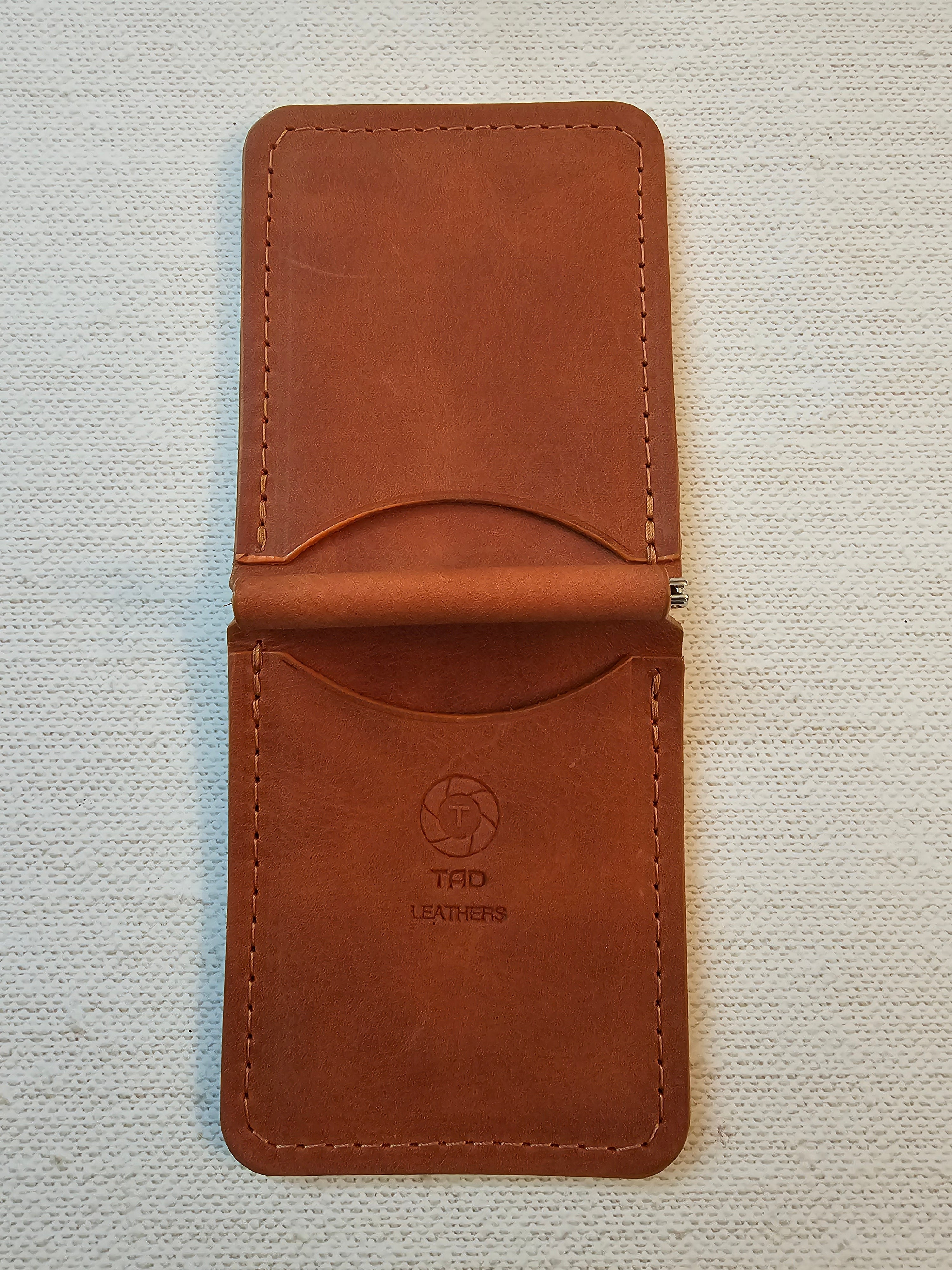 Leather Money Clip Wallet - Saddle Bourbon