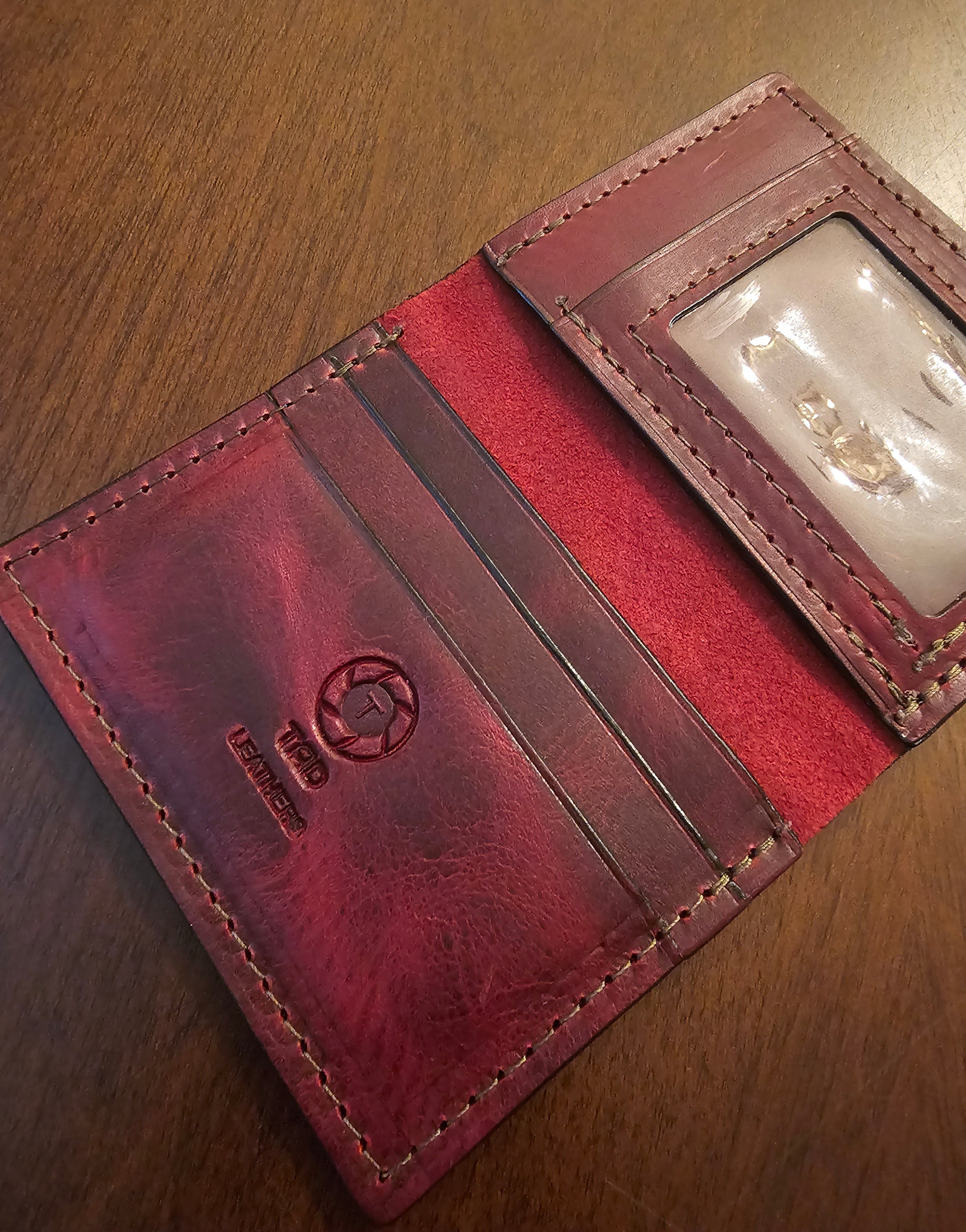Leather ID & Card Wallet - Crimson Bourbon Reserve