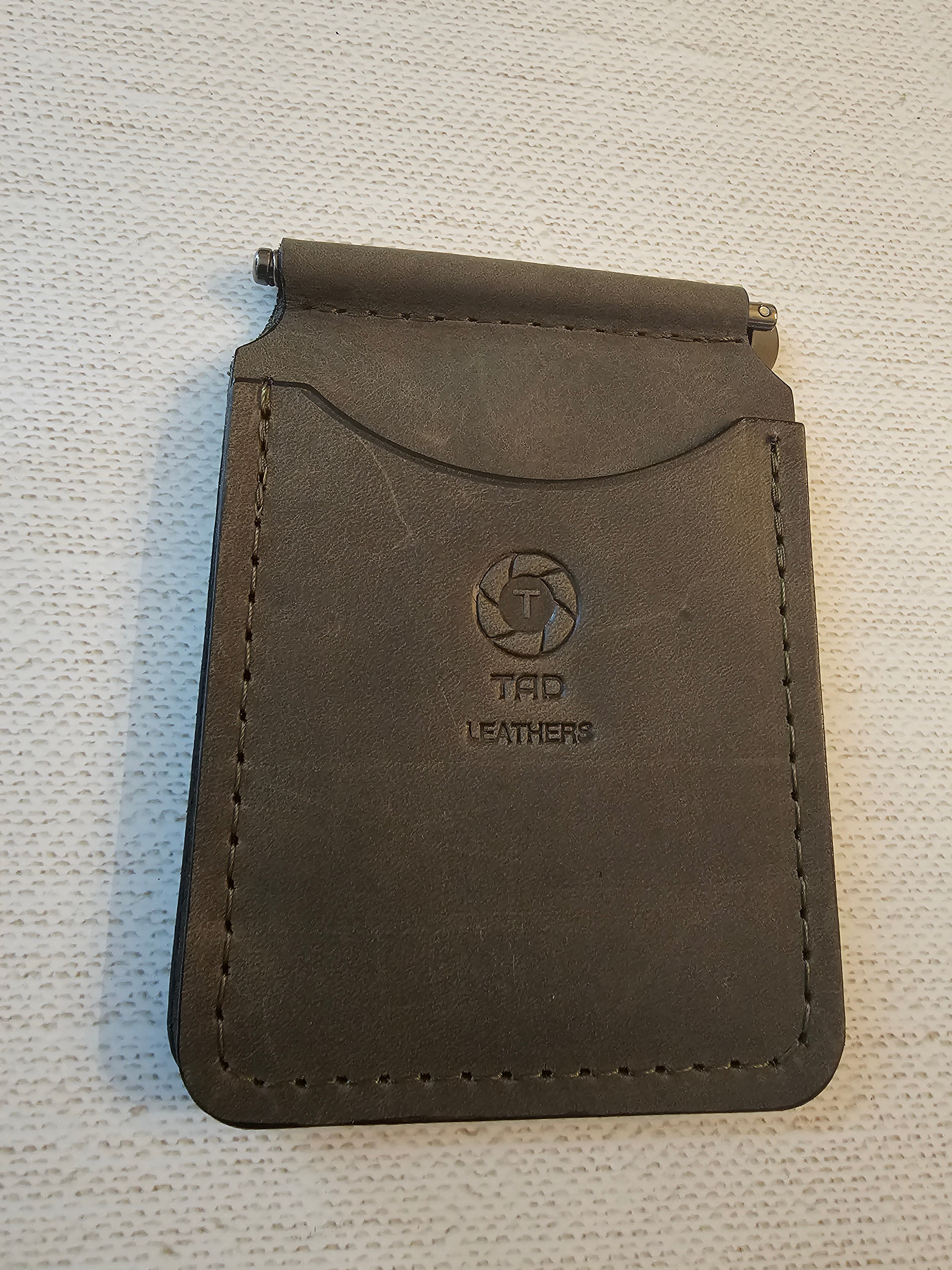 Leather Money Clip Wallet - Olive Green