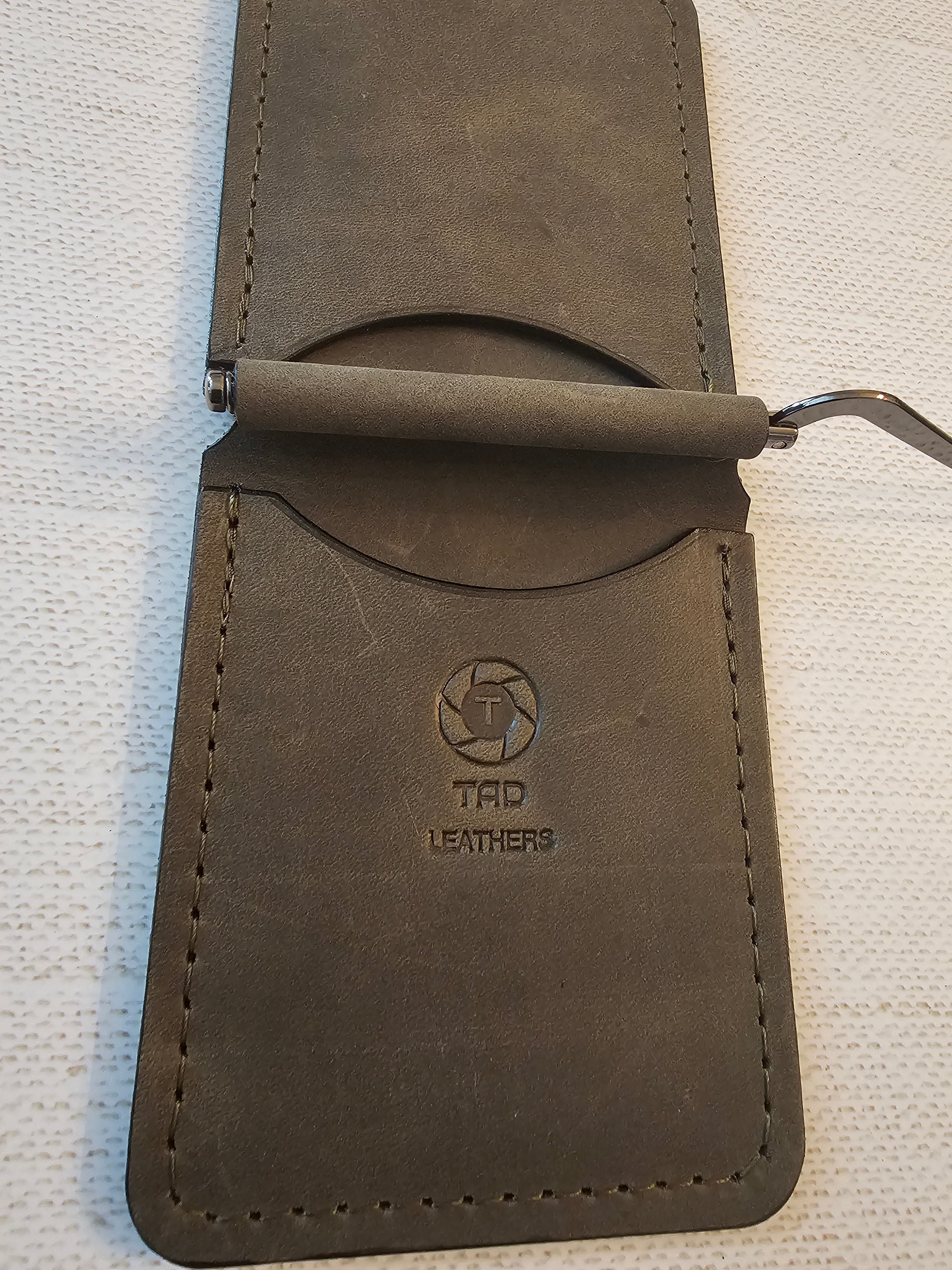 Leather Money Clip Wallet - Olive Green