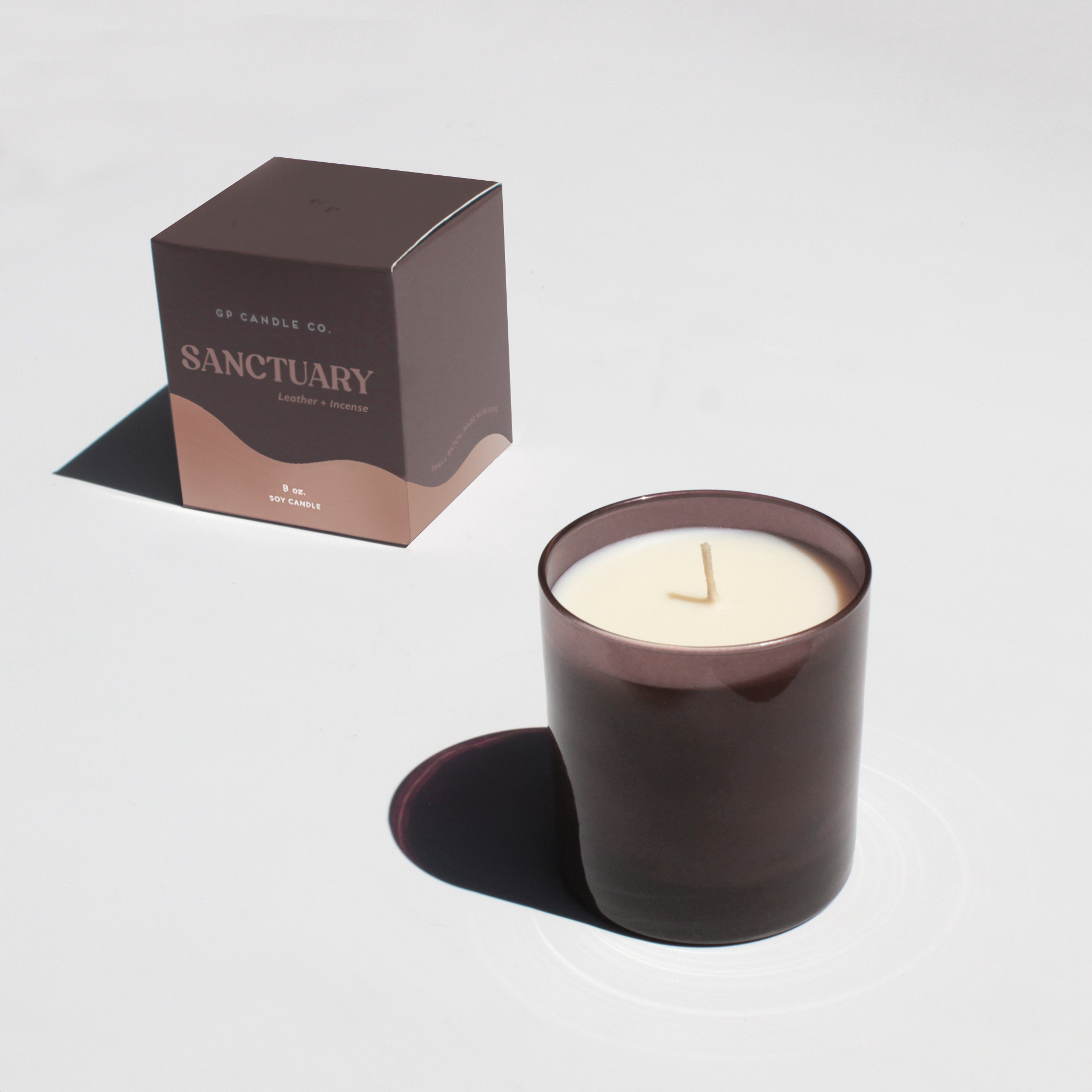 Soy Wax Sanctuary Candle - Leather + Incense 9 oz.