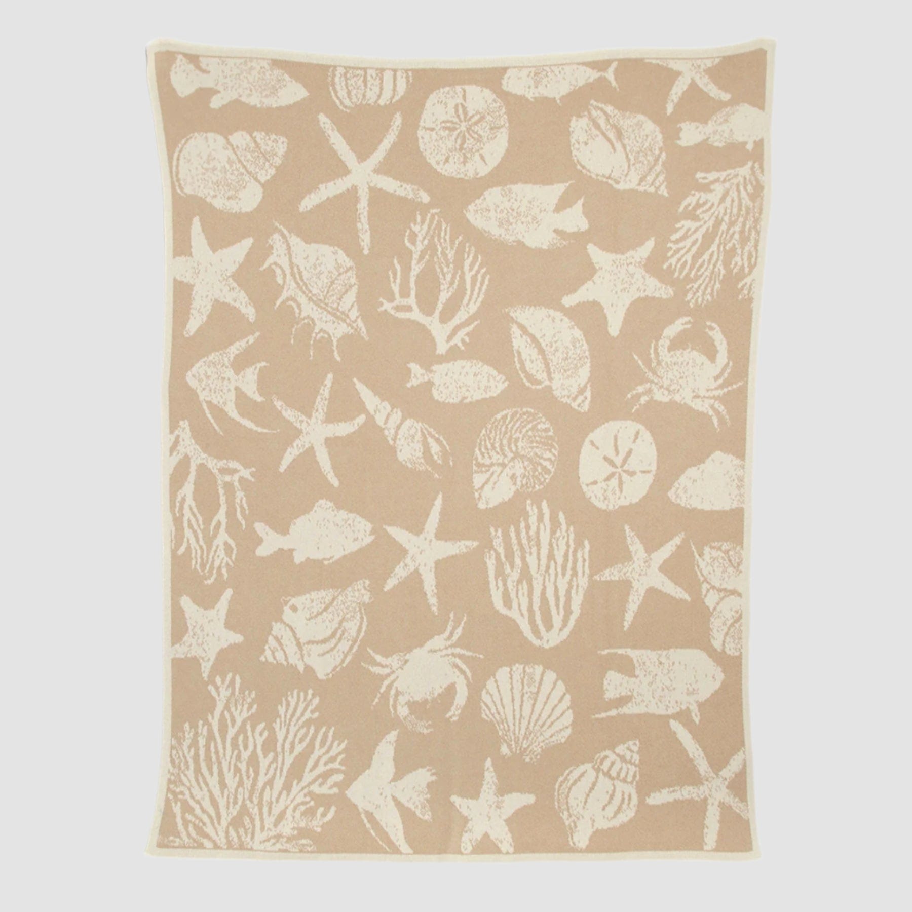 Coastal Throw Blanket Recycled Cotton - Sea Life