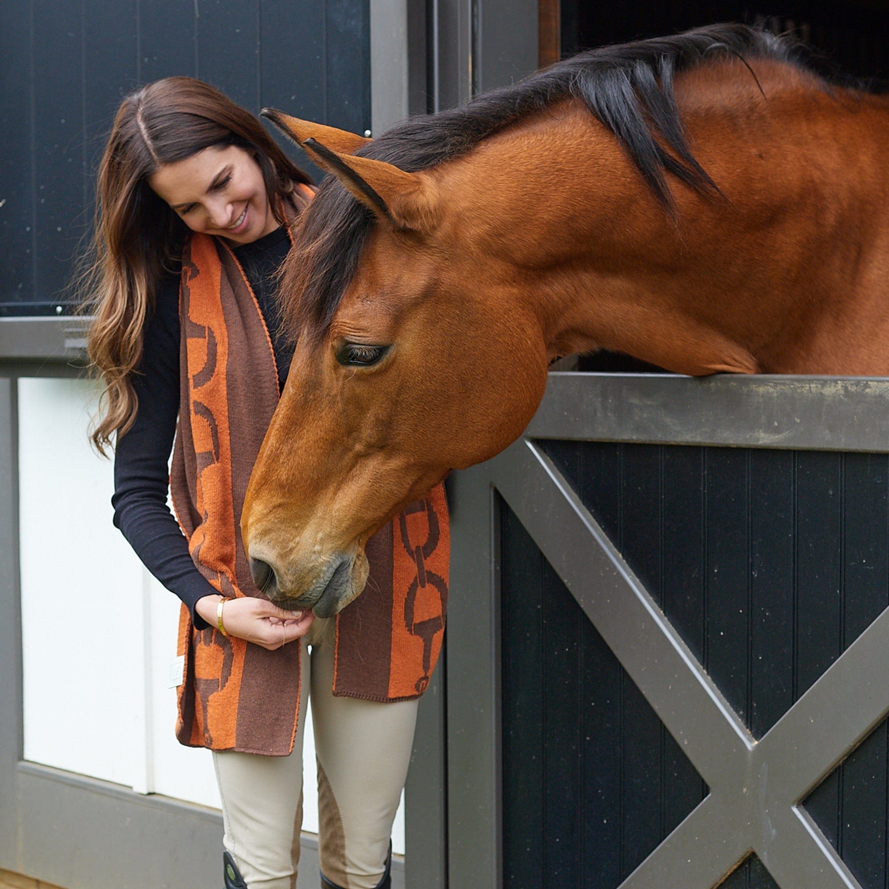 Reversible Scarf Sustainable Knit Snaffle Bit Stripe