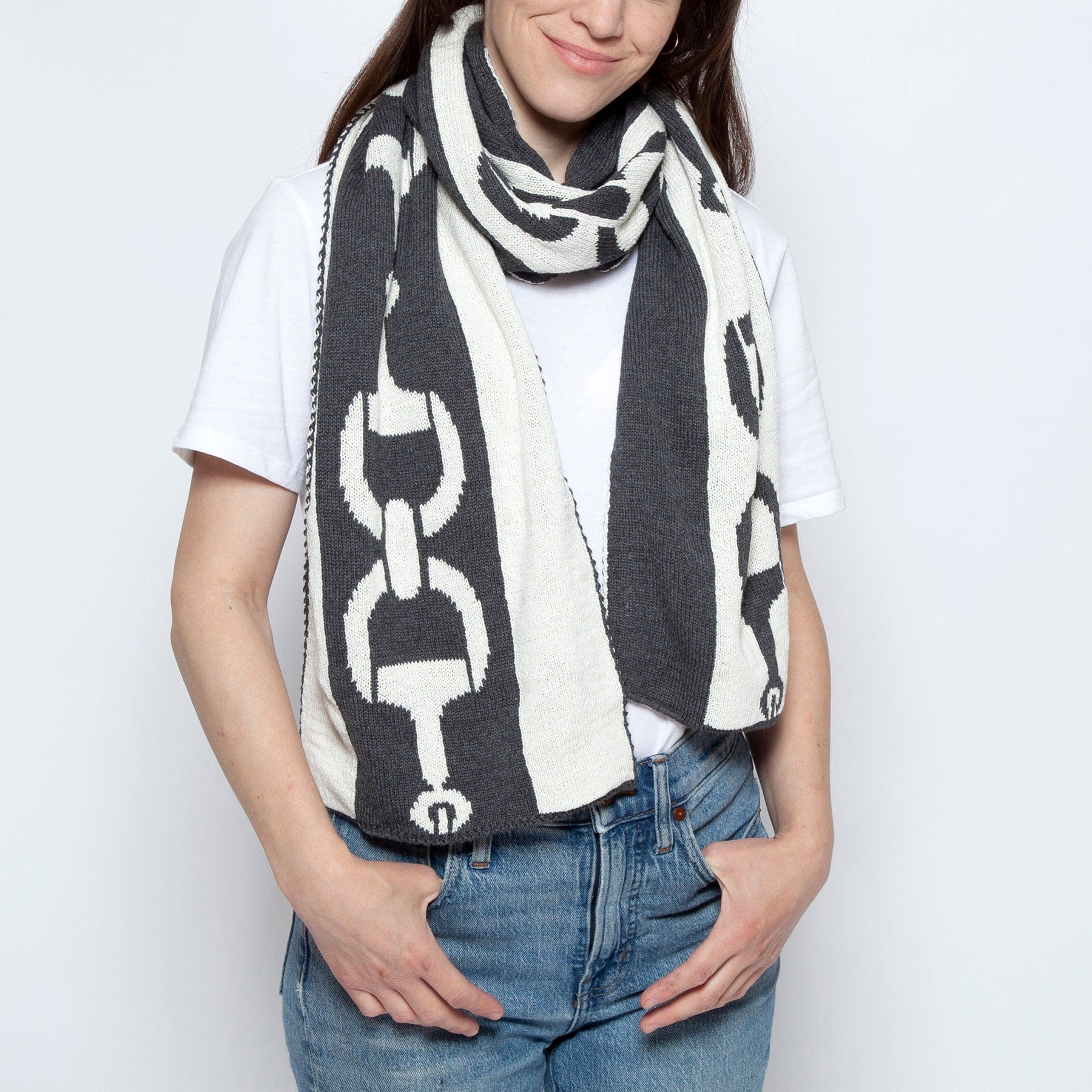 Reversible Scarf Sustainable Knit Snaffle Bit Stripe