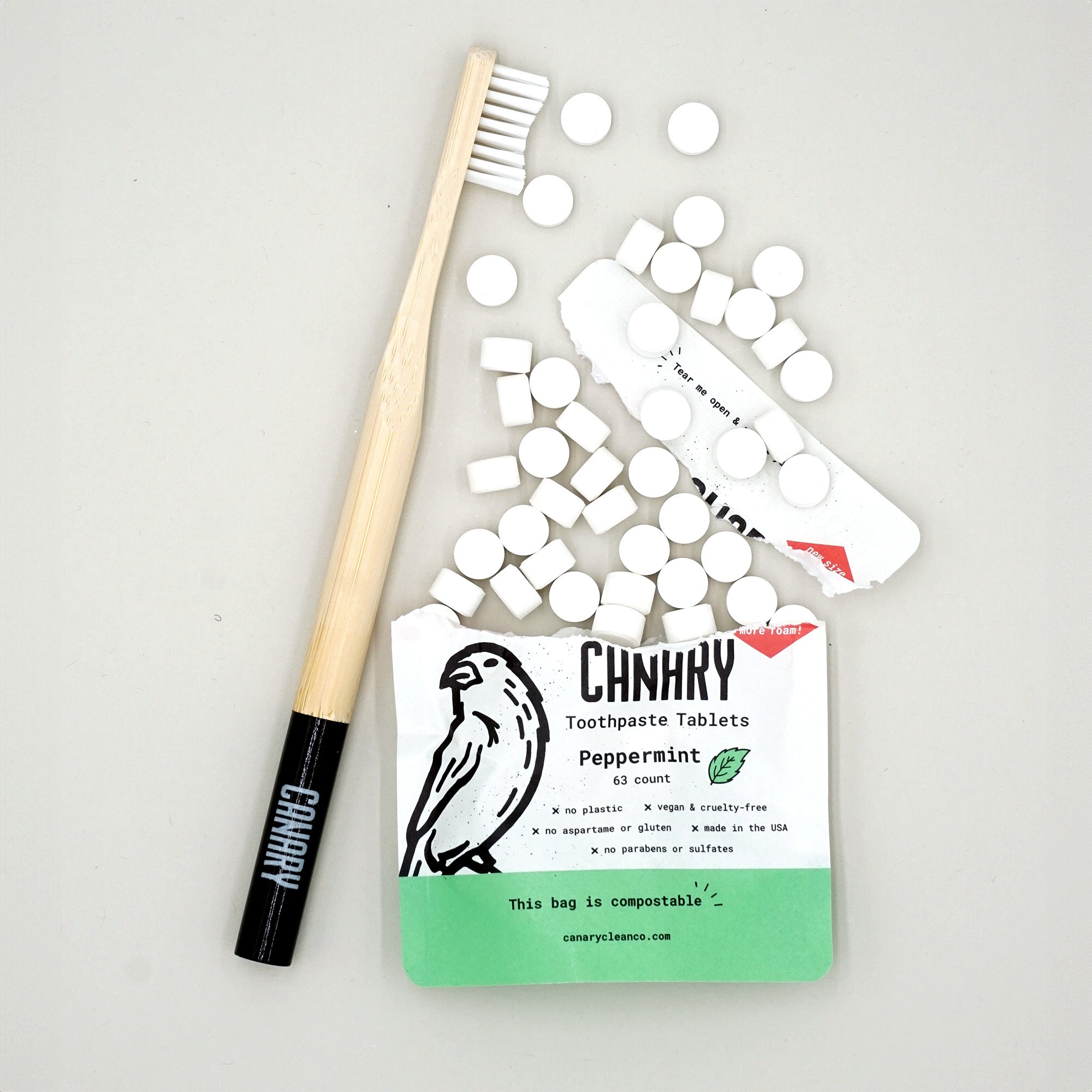 Eco-Friendly Peppermint Toothpaste Tablets - New Formula