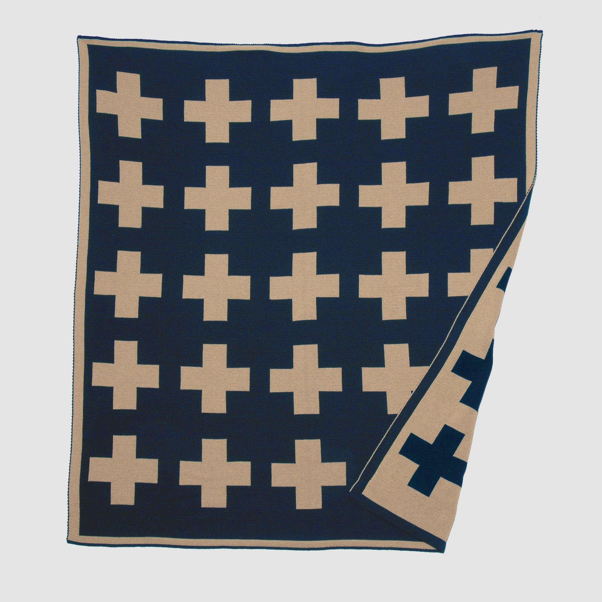Eco-Friendly Swiss Cross Reversible Throw Blanket - 60" x 50"