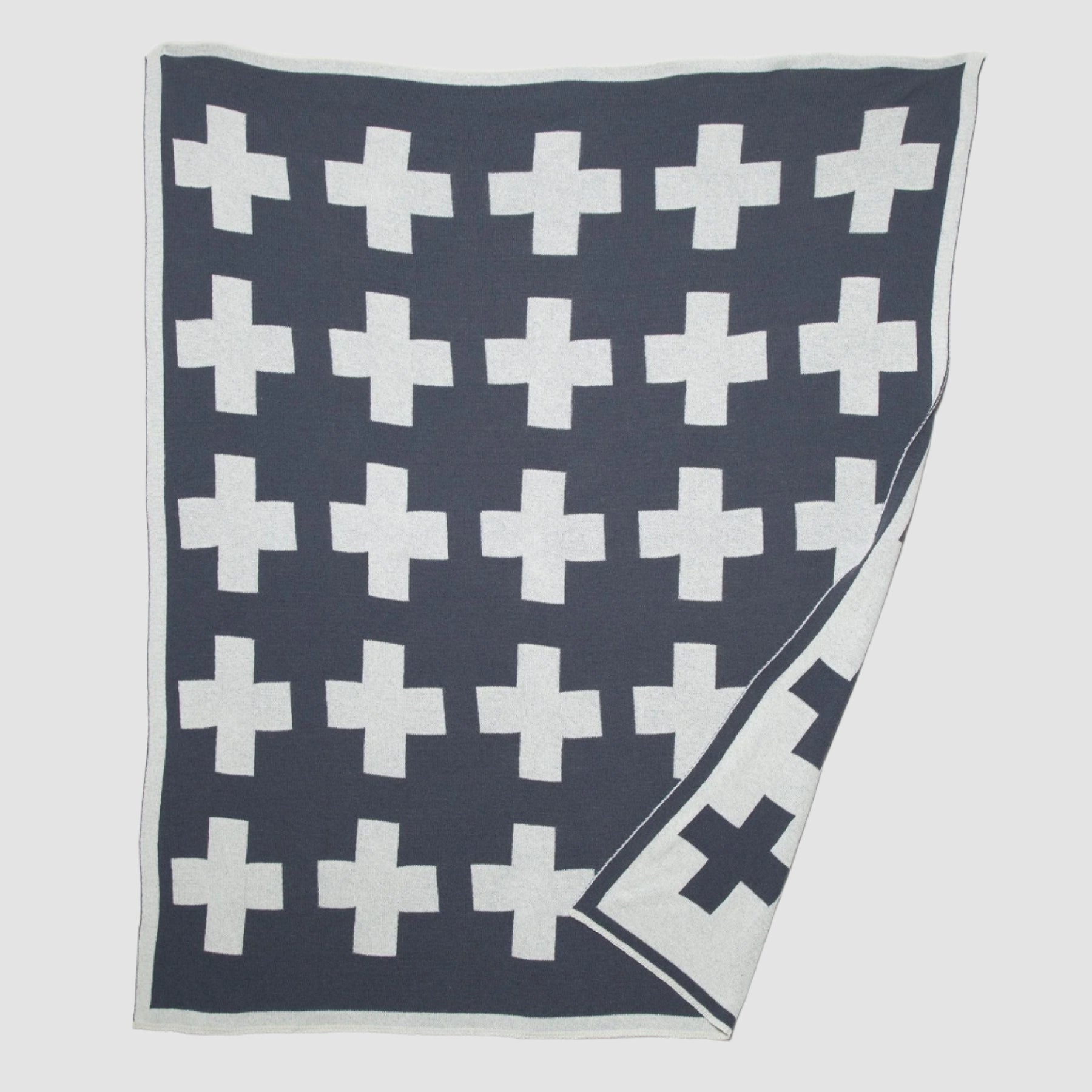 Eco-Friendly Swiss Cross Reversible Throw Blanket - 60" x 50"
