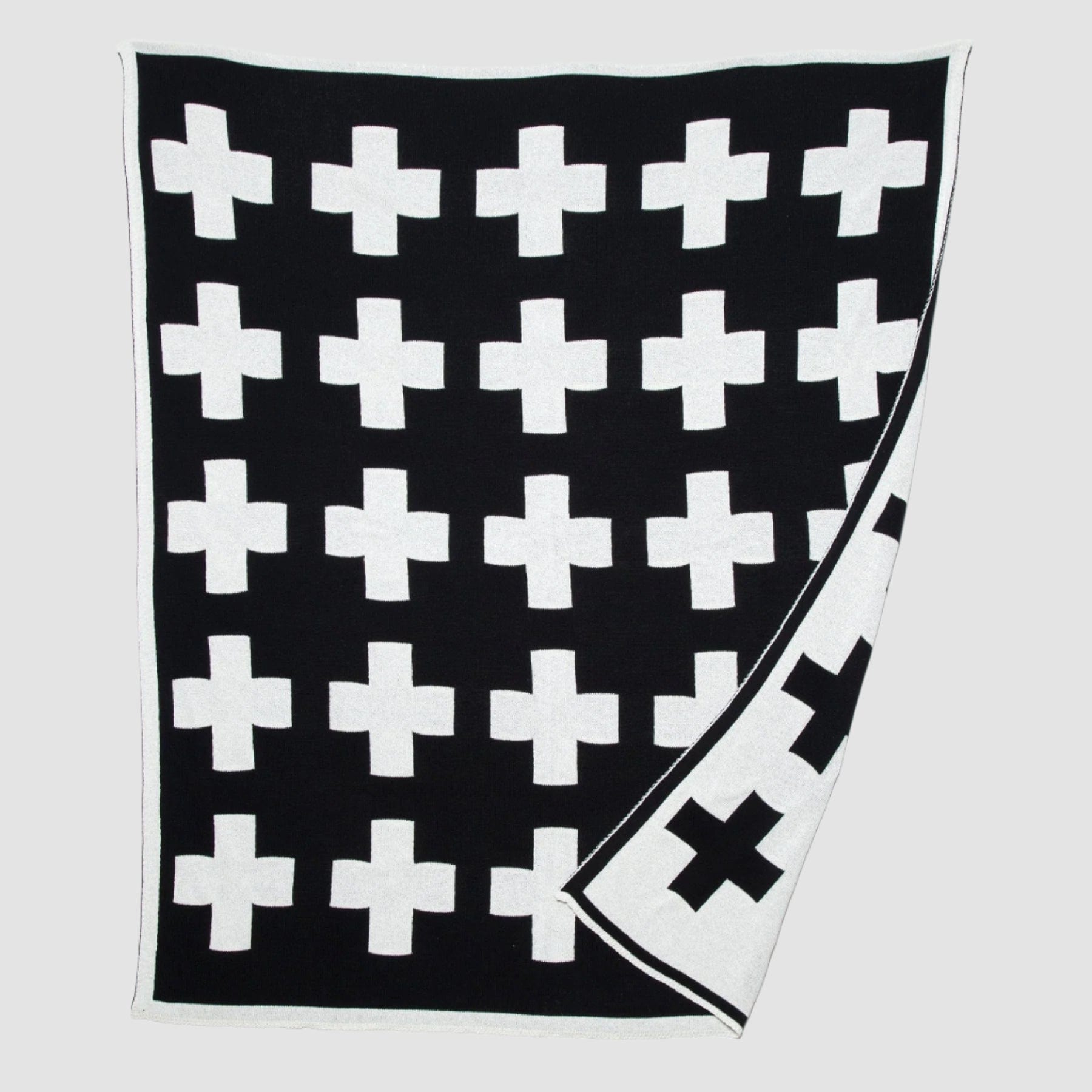 Reversible Sustainable Knit Patterned Throw Blanket - Swiss Cross