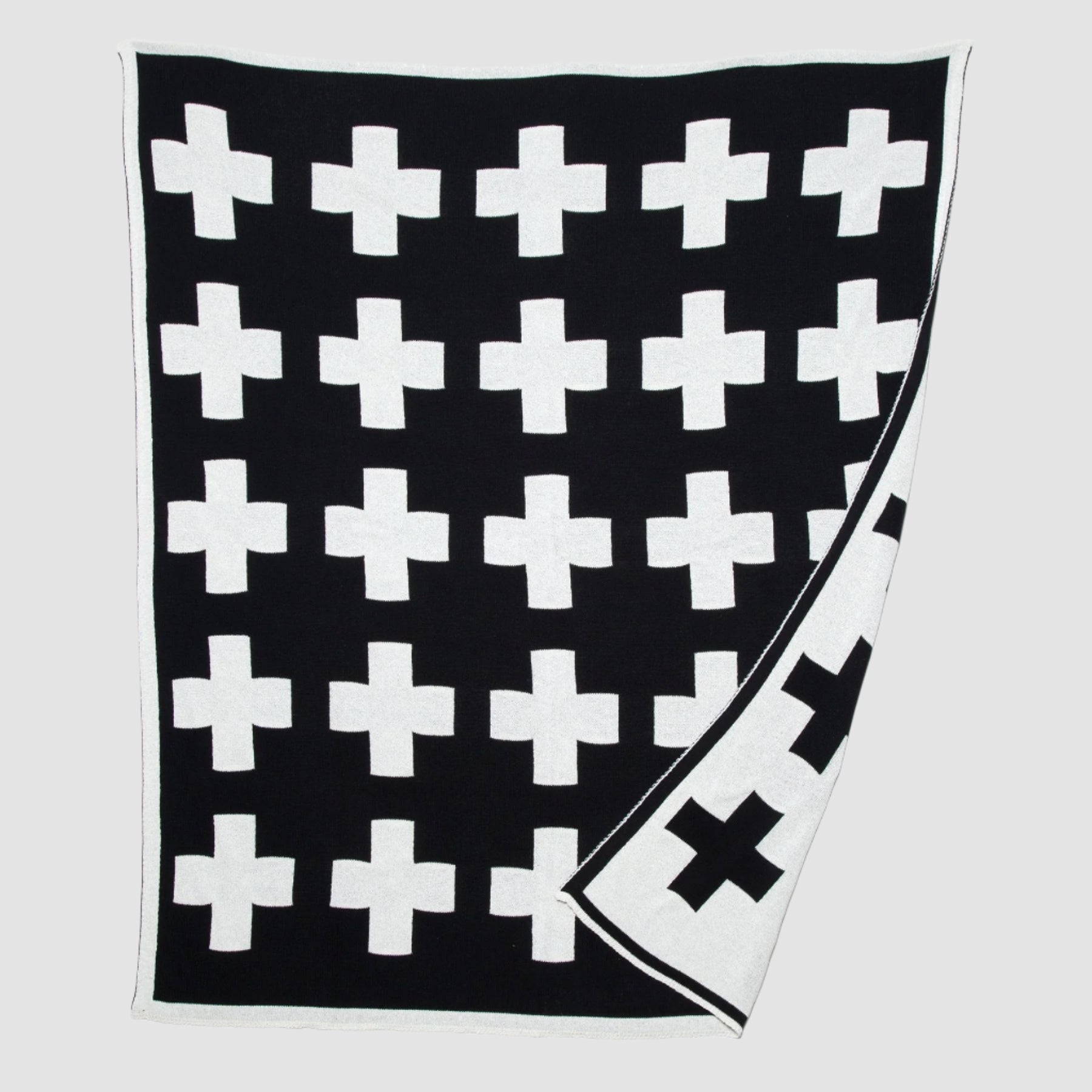 Eco-Friendly Swiss Cross Reversible Throw Blanket - 60" x 50"