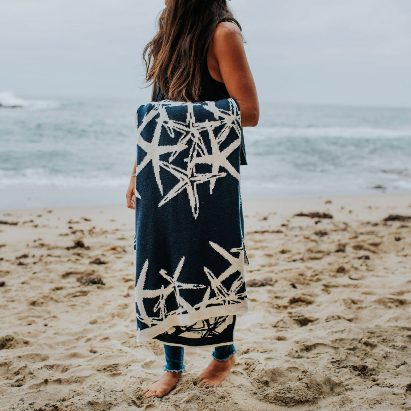 Eco-Friendly Starfish Reversible Throw Blanket - 60" x 50"