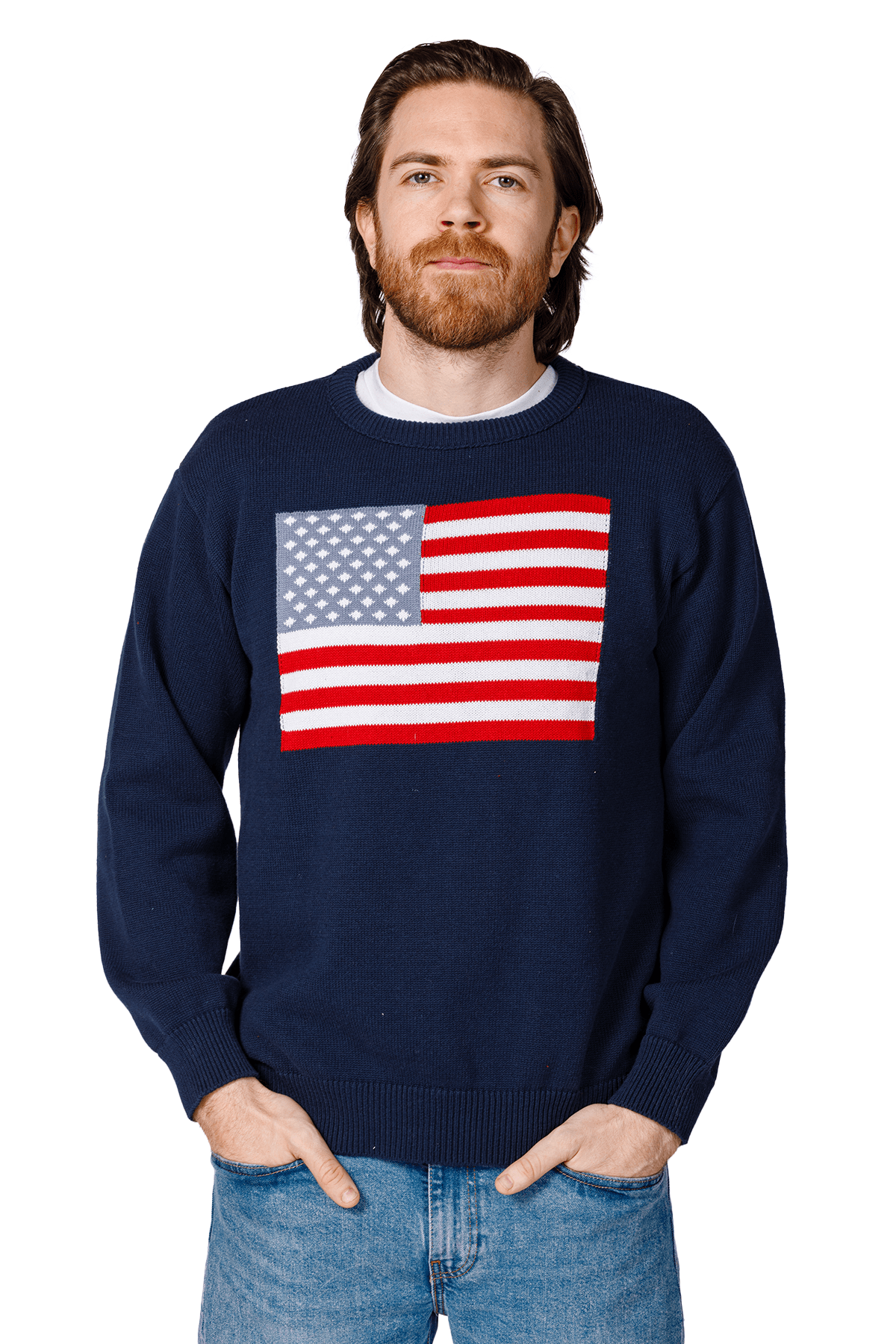 Midweight American Flag Knit Crew