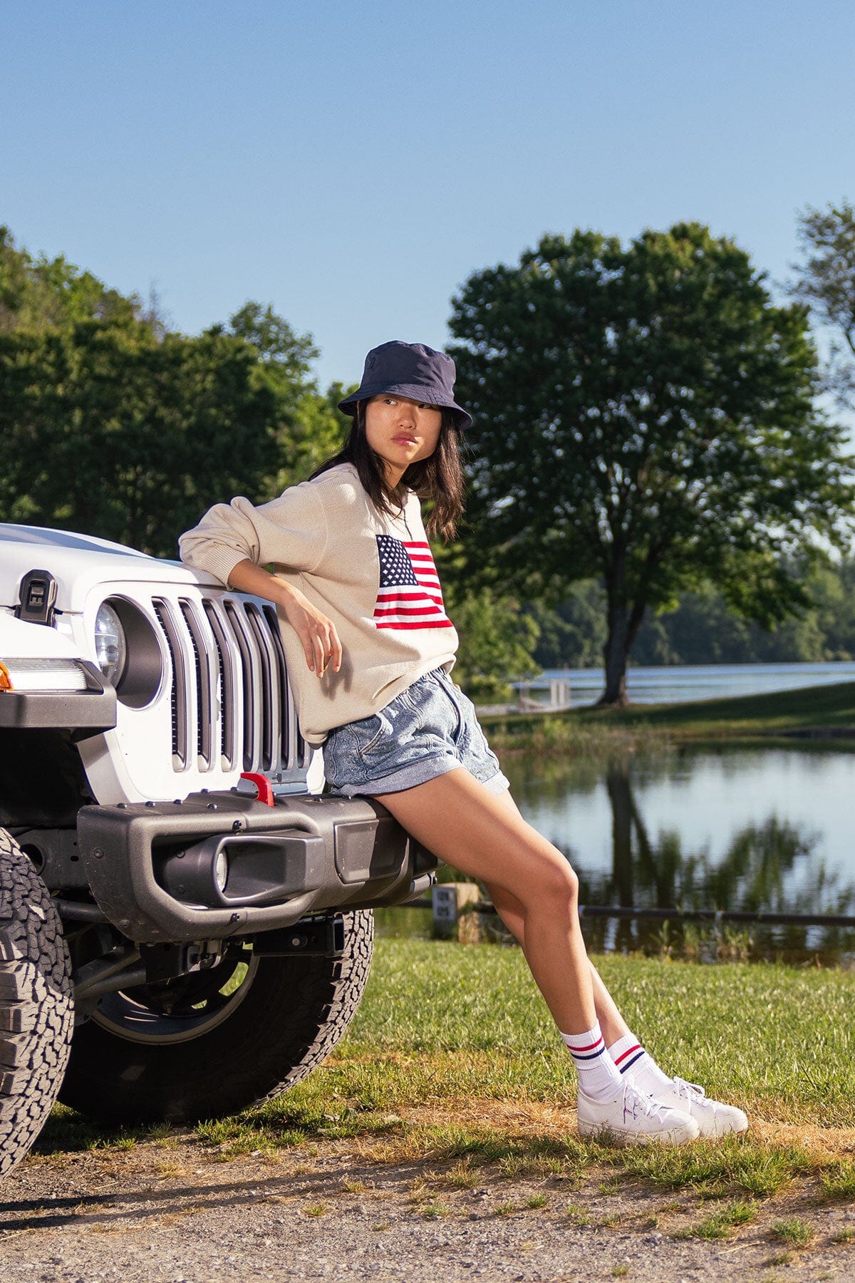 Midweight American Flag Knit Crew