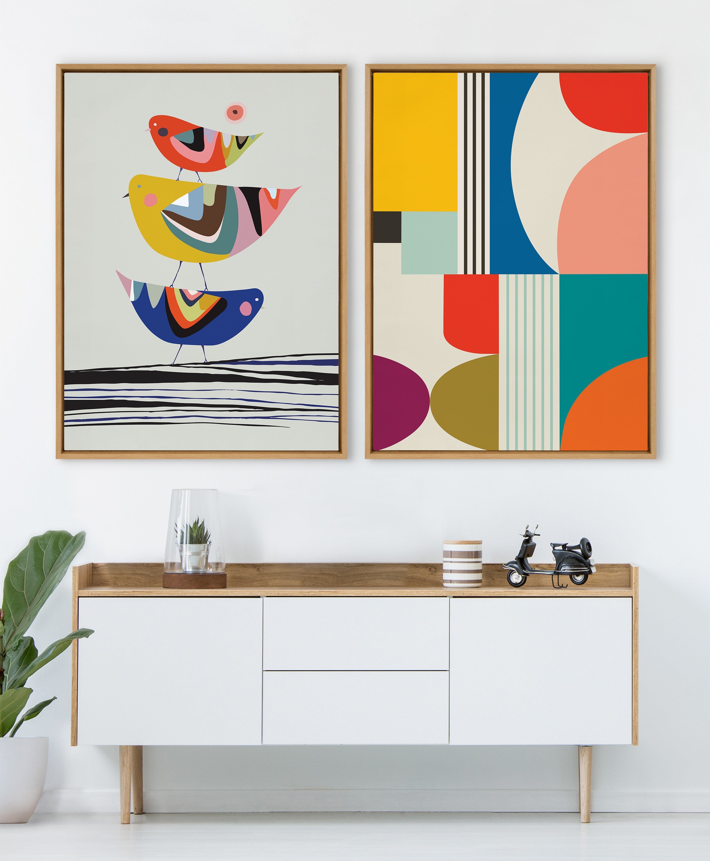 Sylvie Mid Century Modern Pattern Framed Canvas by Rachel Lee of My Dream Wall