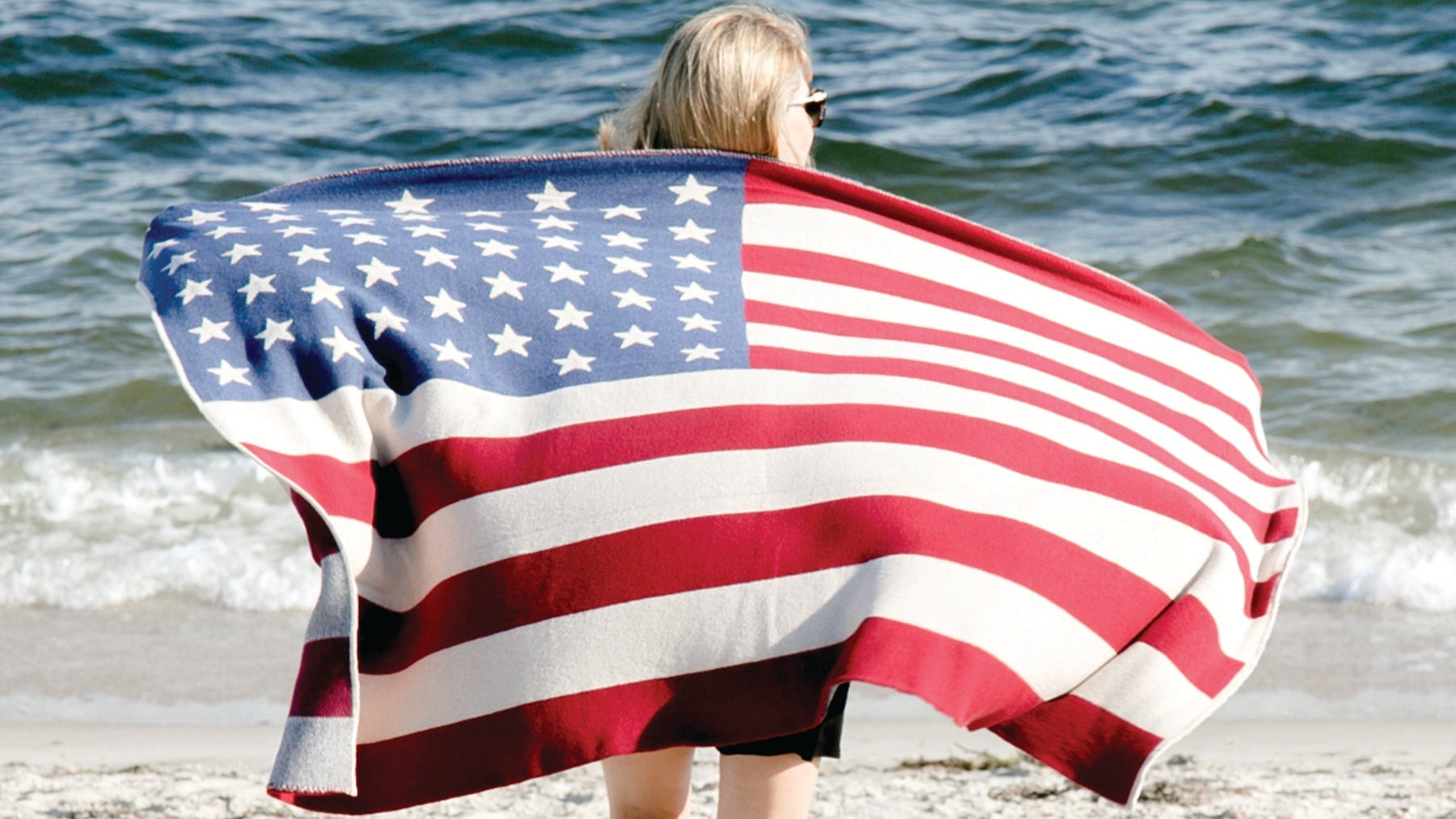 Eco-Friendly Vintage American Flag Throw Blanket - 60" x 50"