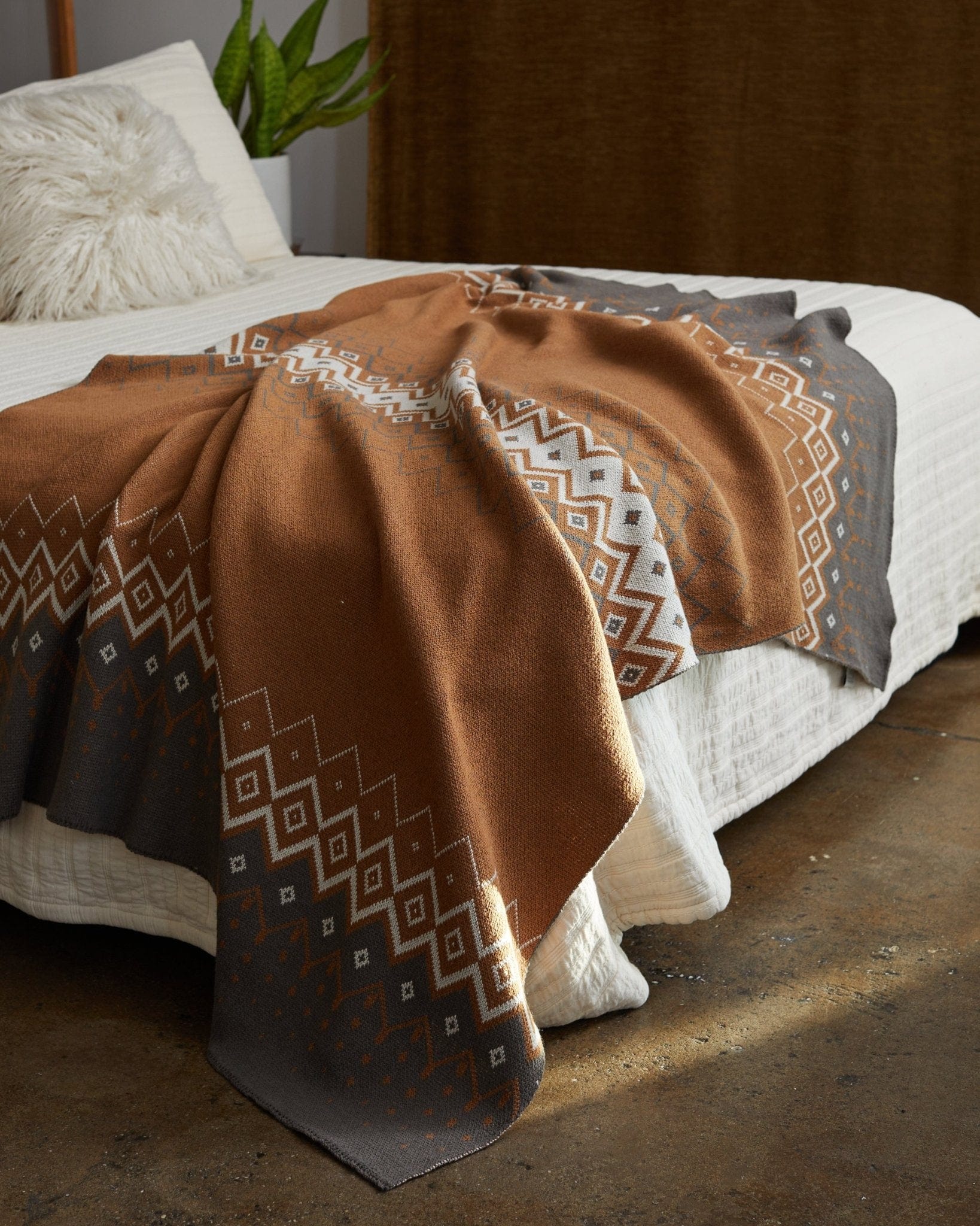 Cotton Sustainable Knit Throw Blanket | Fall Holiday Gift - Vintage Icelandic
