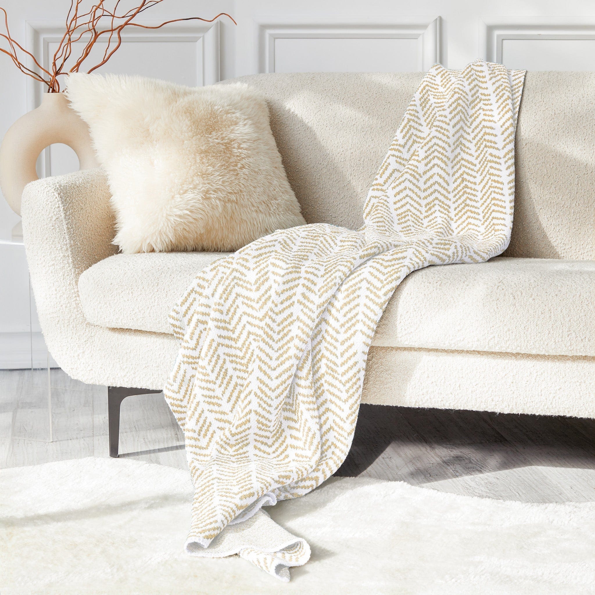 Cancer Awareness Throw Blanket - Warrior Beige