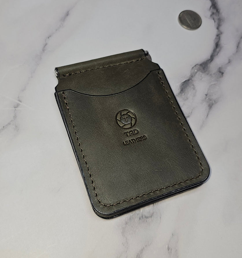 Leather Money Clip Wallet - Sage Green
