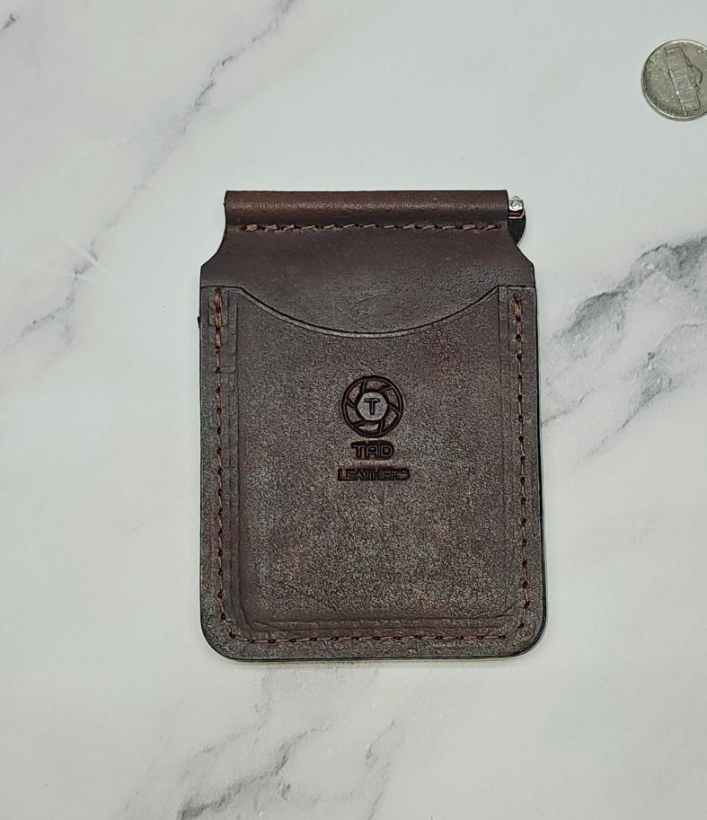 Leather Money Clip Wallet - Chocolate Brown