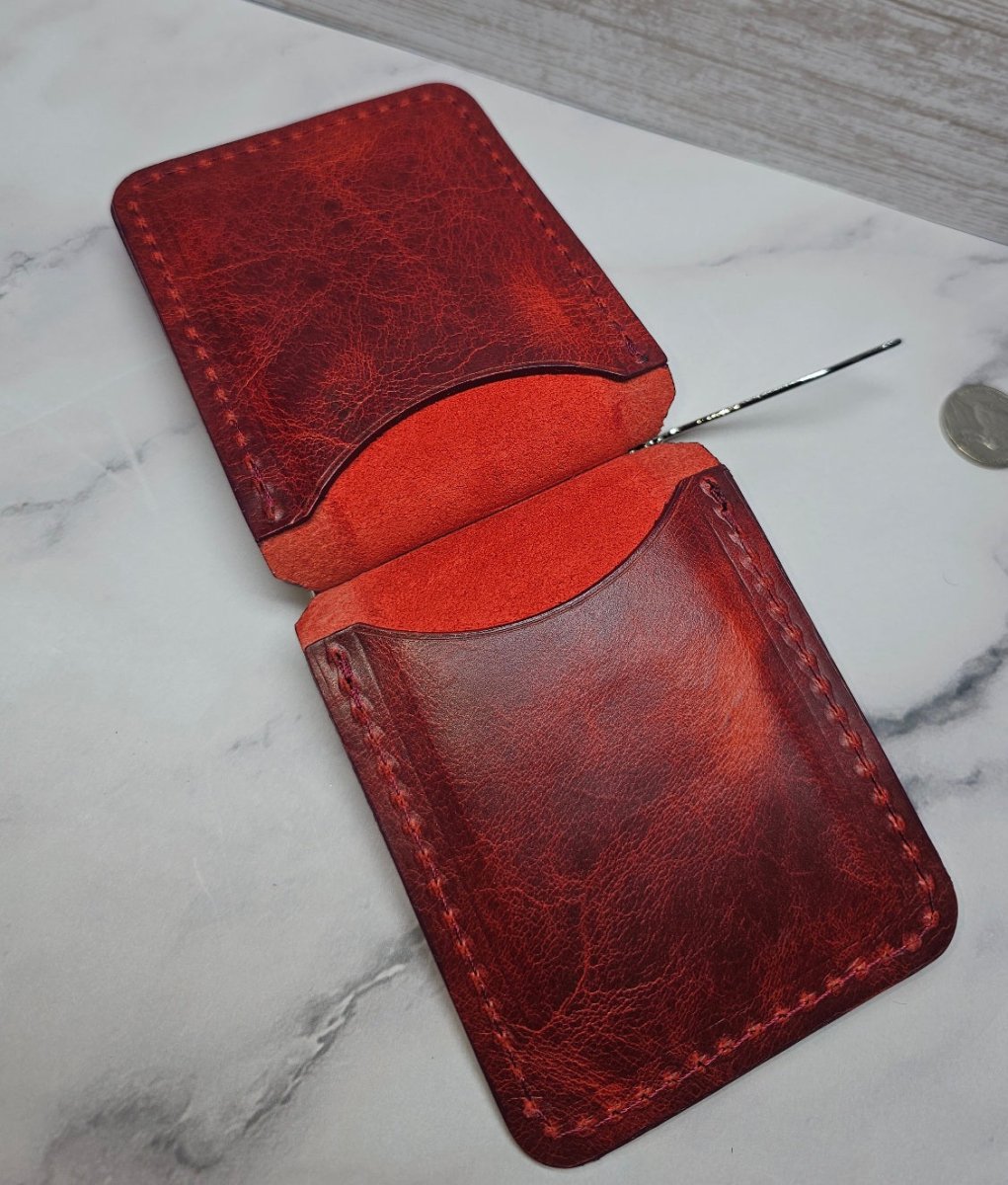 Leather Money Clip Wallet - Volcano Red