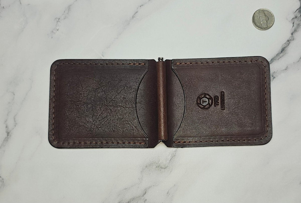 Leather Money Clip Wallet - Chocolate Brown